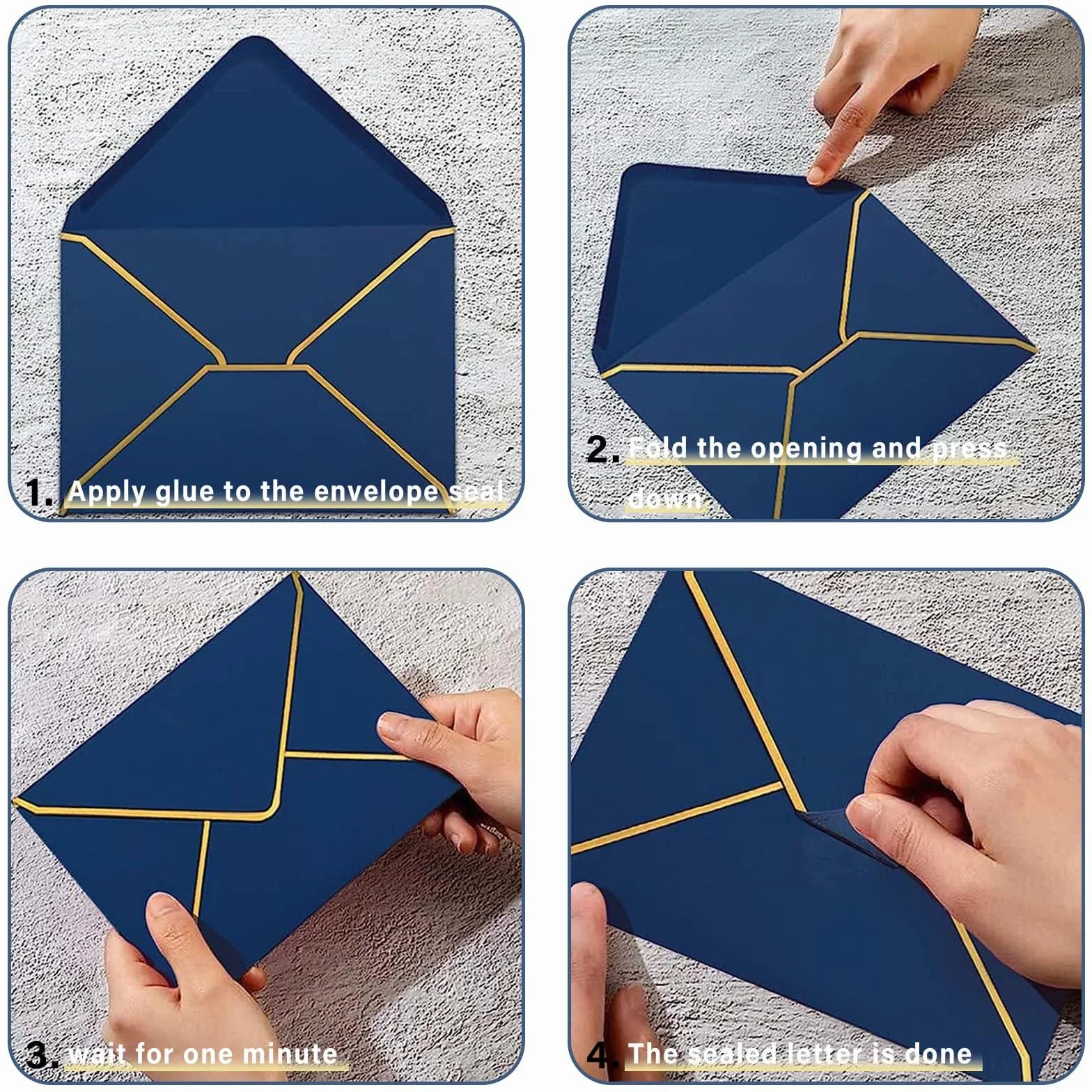 Enveloppes d'invitation deluxe en papier blanc 13,5 x 18,5 cm 50 pièces pour mariage anniversaire (bleu)
