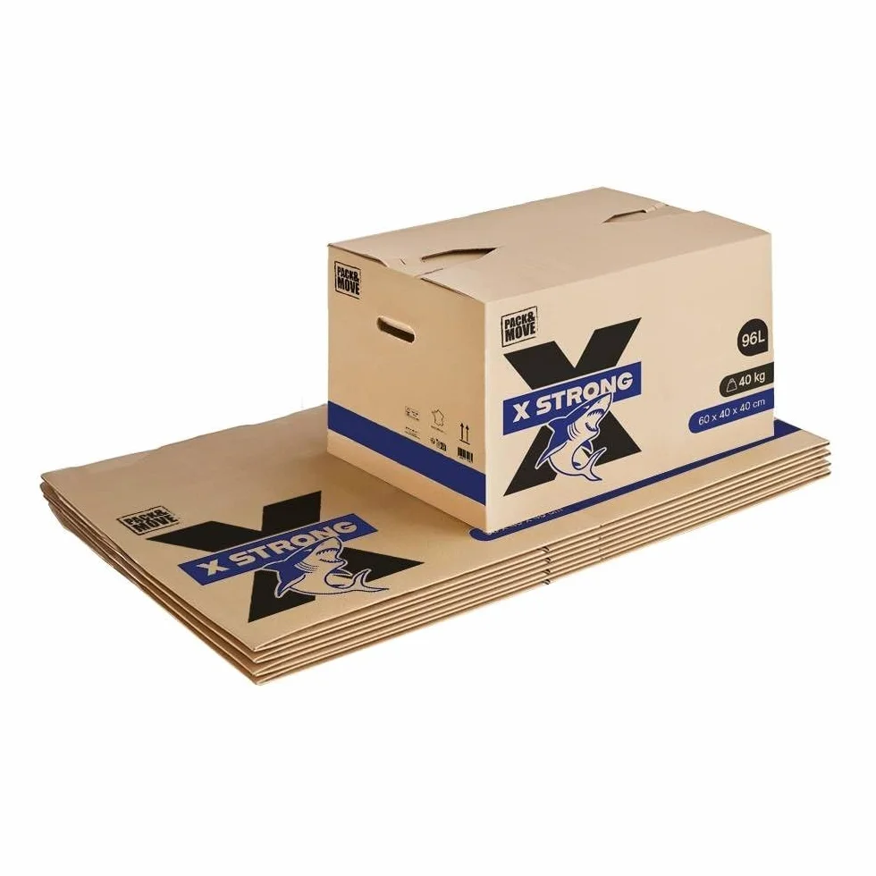 Pack and Move Lot de 5 Cartons Déménagement X Strong 60 x 40 x 40 cm Charge 40 kg