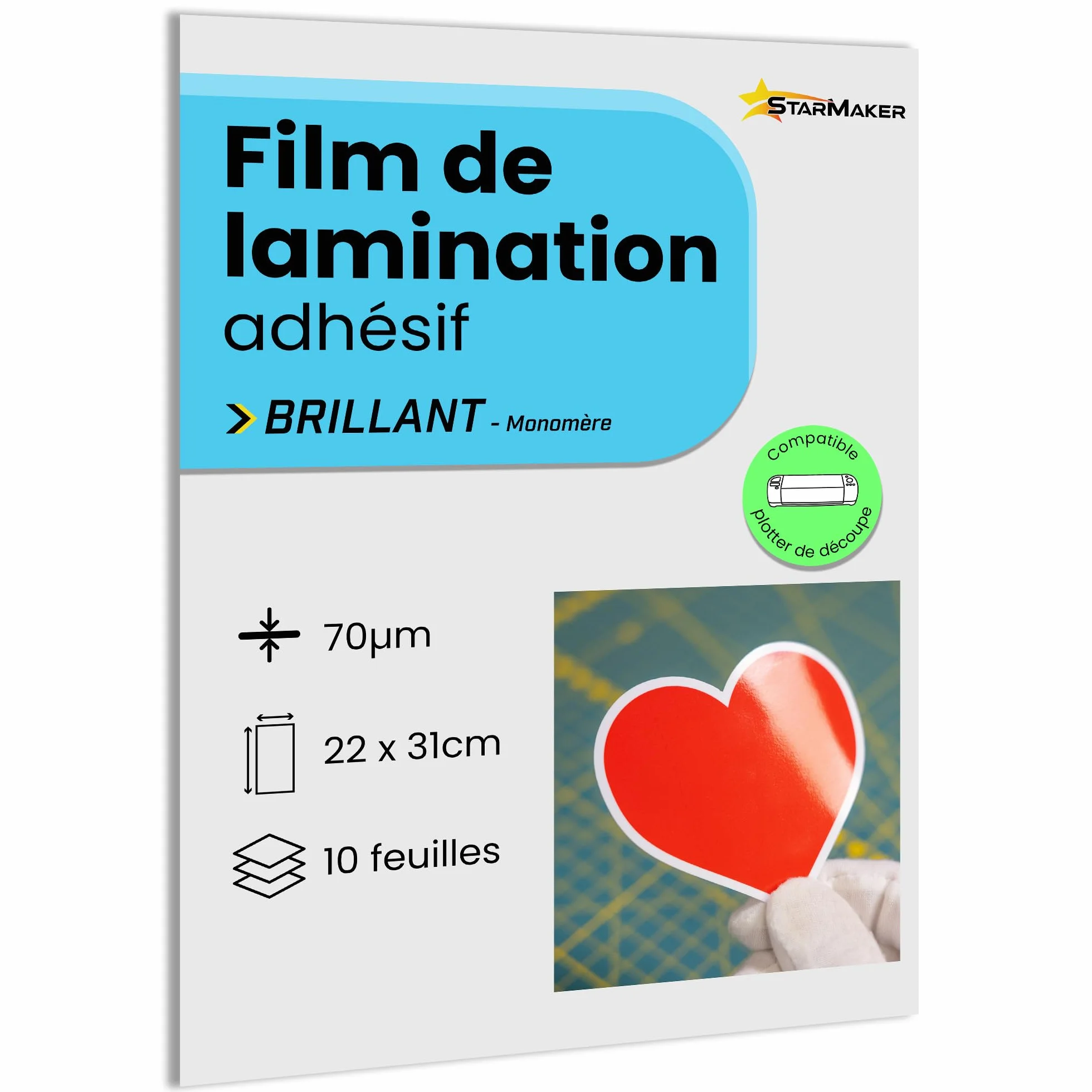 Film de lamination à froid BRILLANT 10 feuilles A4 22x31cm auto-adhésif pour photo