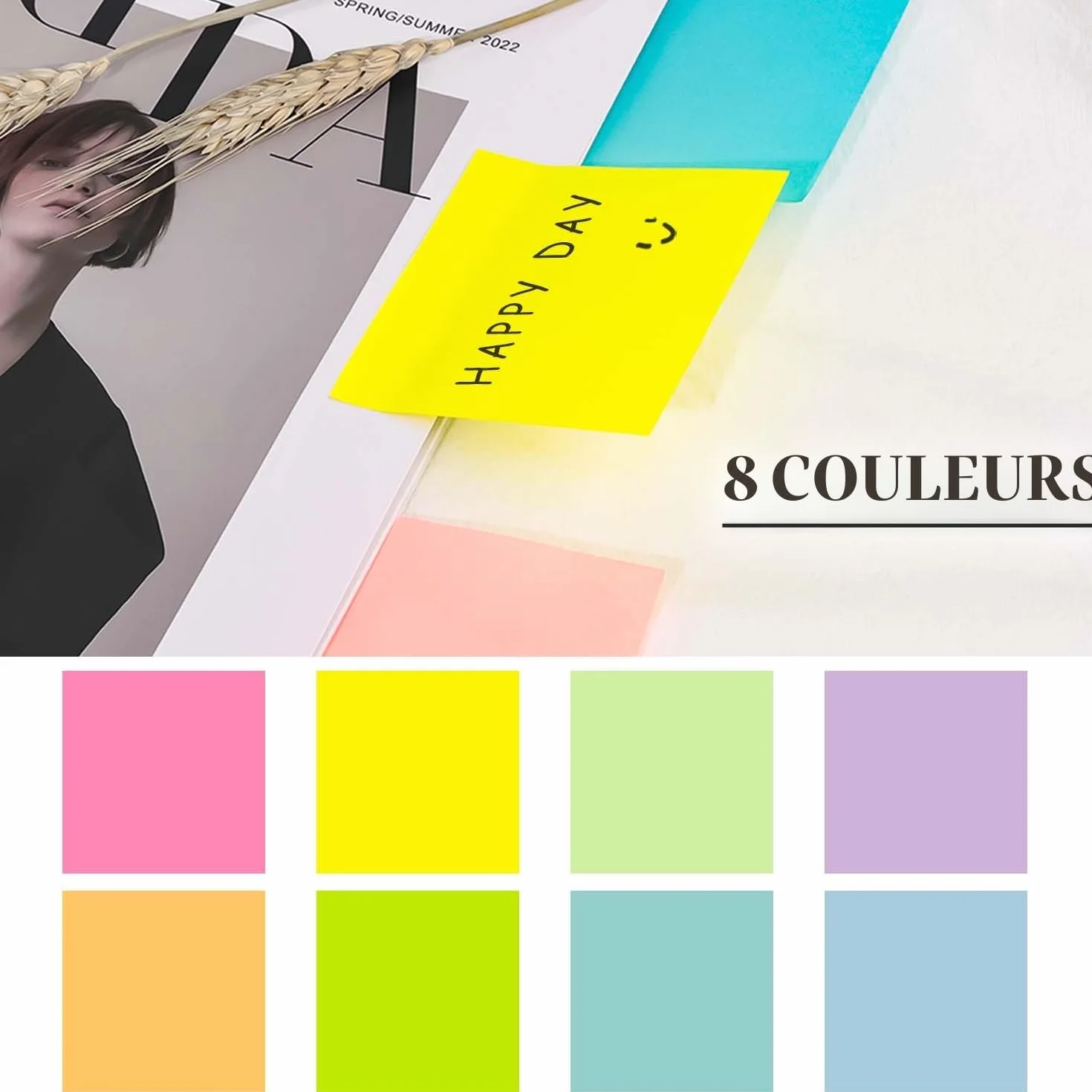 AiTodos Sticky Notes 800pcs 8 Couleurs Marquer Pages Surligner
