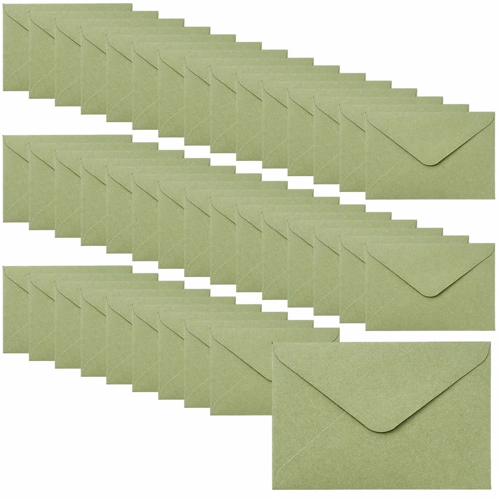 Enveloppes Vertes 153 x 103 mm Lot de 40 - Sans Fenêtre Fermeture par Collage Humide pour Mariage Noël Cartes de Vœux
