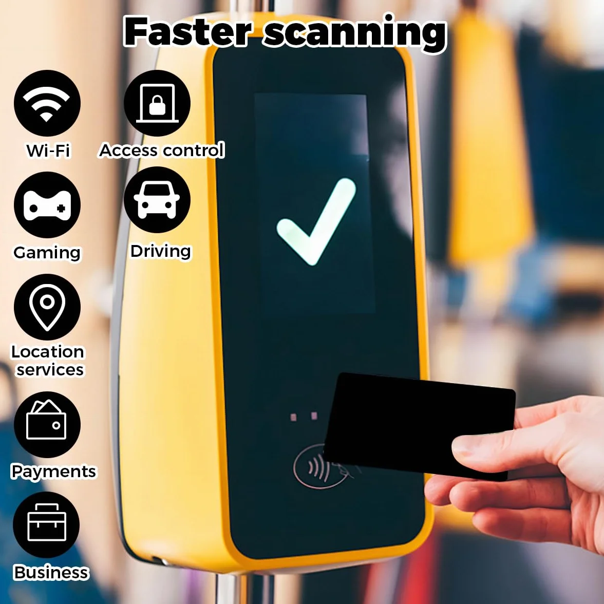 20 Pièces Carte NFC Carrées Réinscriptibles Ntag215 504 Octets Noir