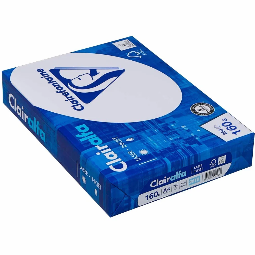 Clairefontaine 2618C Clairalfa opaque Papier d'imprimante A4 250 feuilles 160 g Blanc