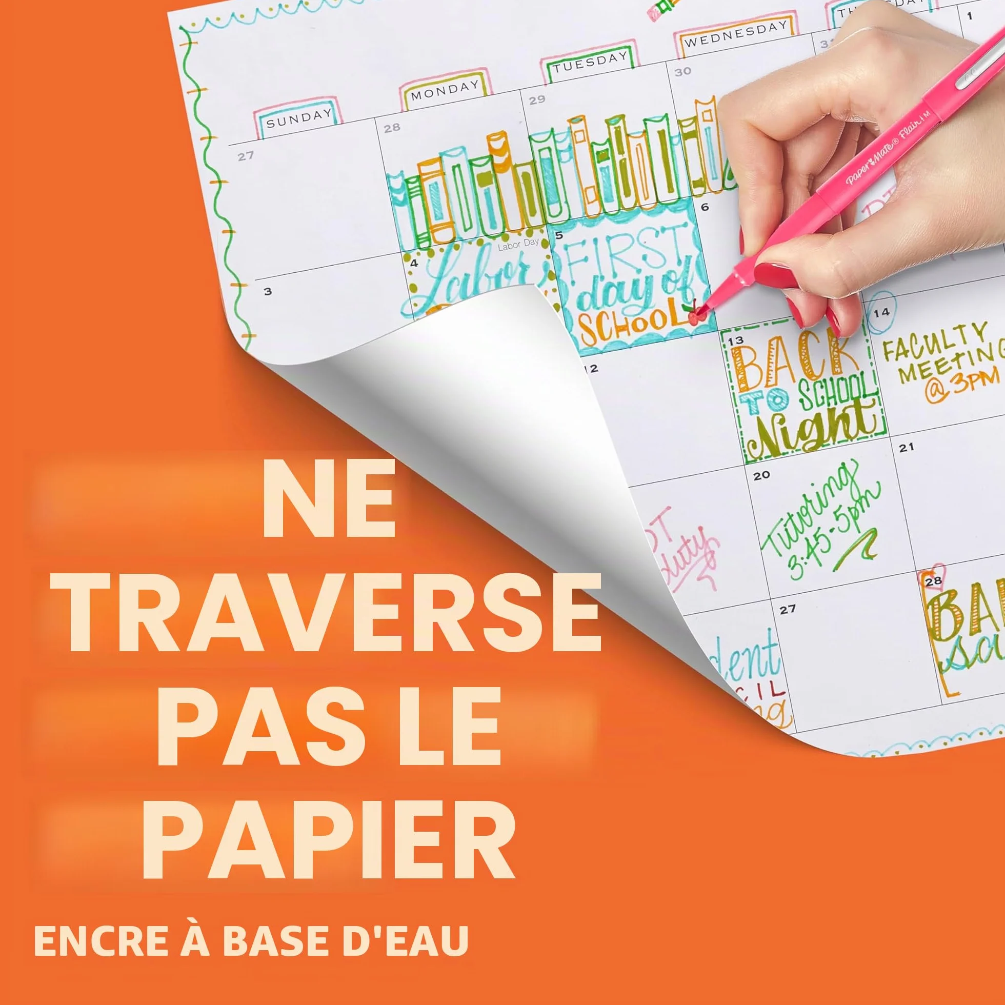 Paper Mate Flair Stylos feutres pointe moyenne 0,7 mm encre noire boîte de 12