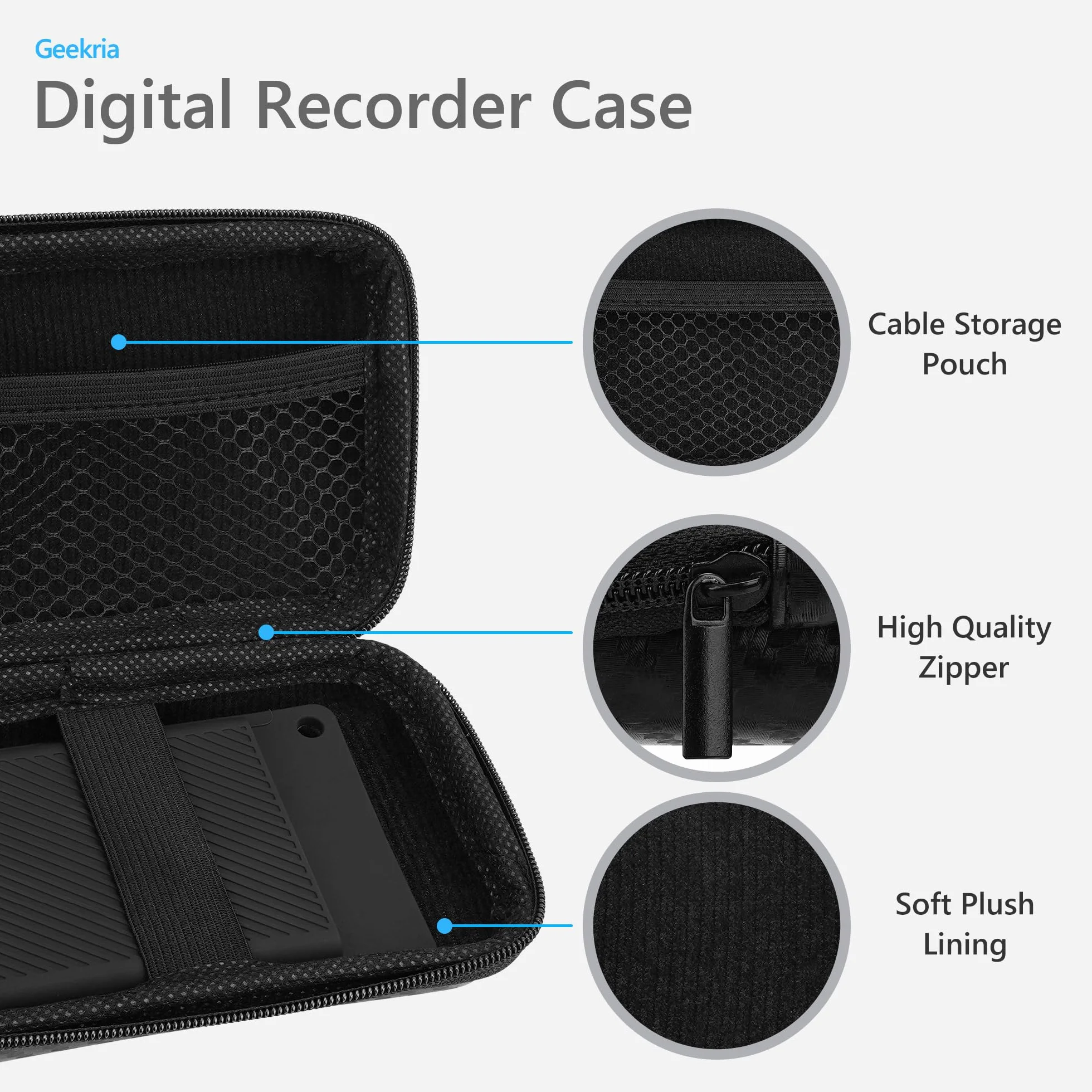 Geekria Étui de Voyage Rigide pour Note AI & Note Pro, Protection Silicone et Rangement Câble, Noir
