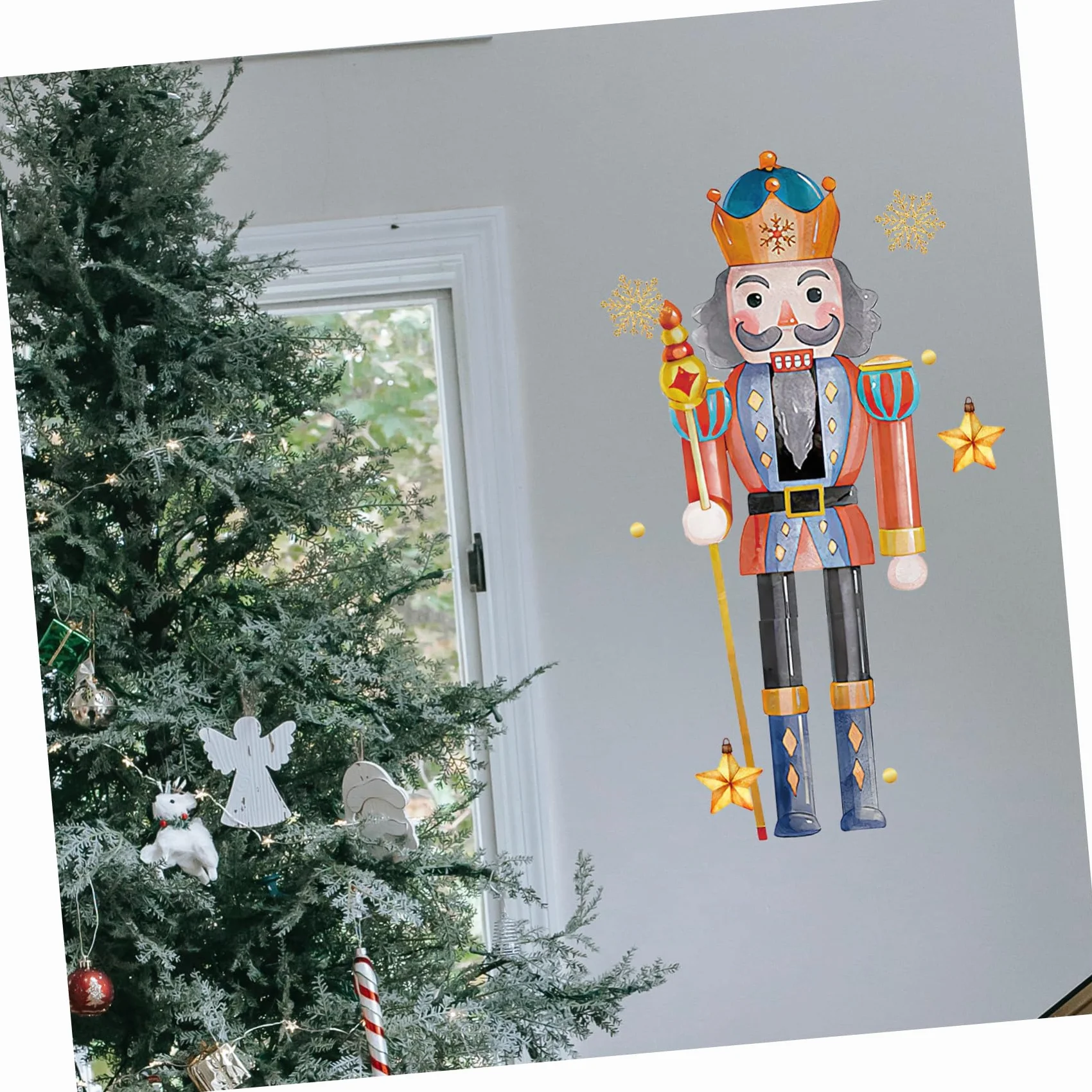 Décorations Murales Noël Casse-noisette Stickers Fenêtre Porte Faciles à Poser