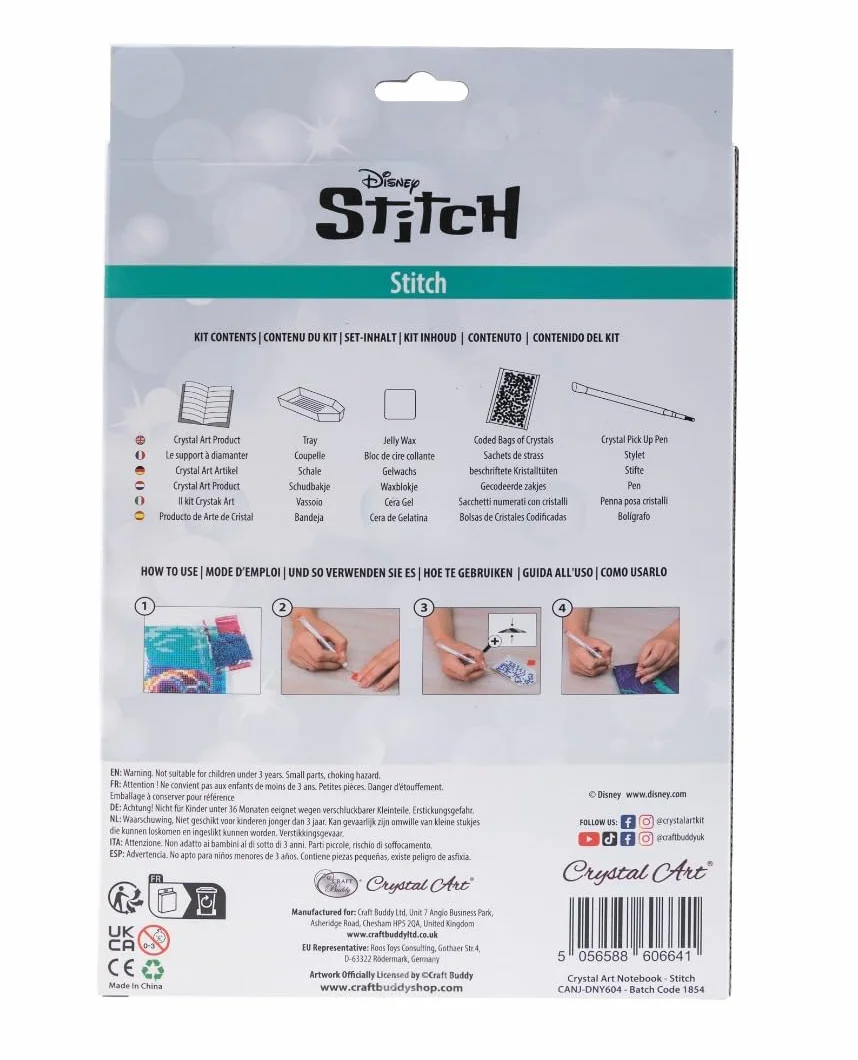 Disney Stitch CRYSTAL ART Carnet de notes 26 x 18 cm