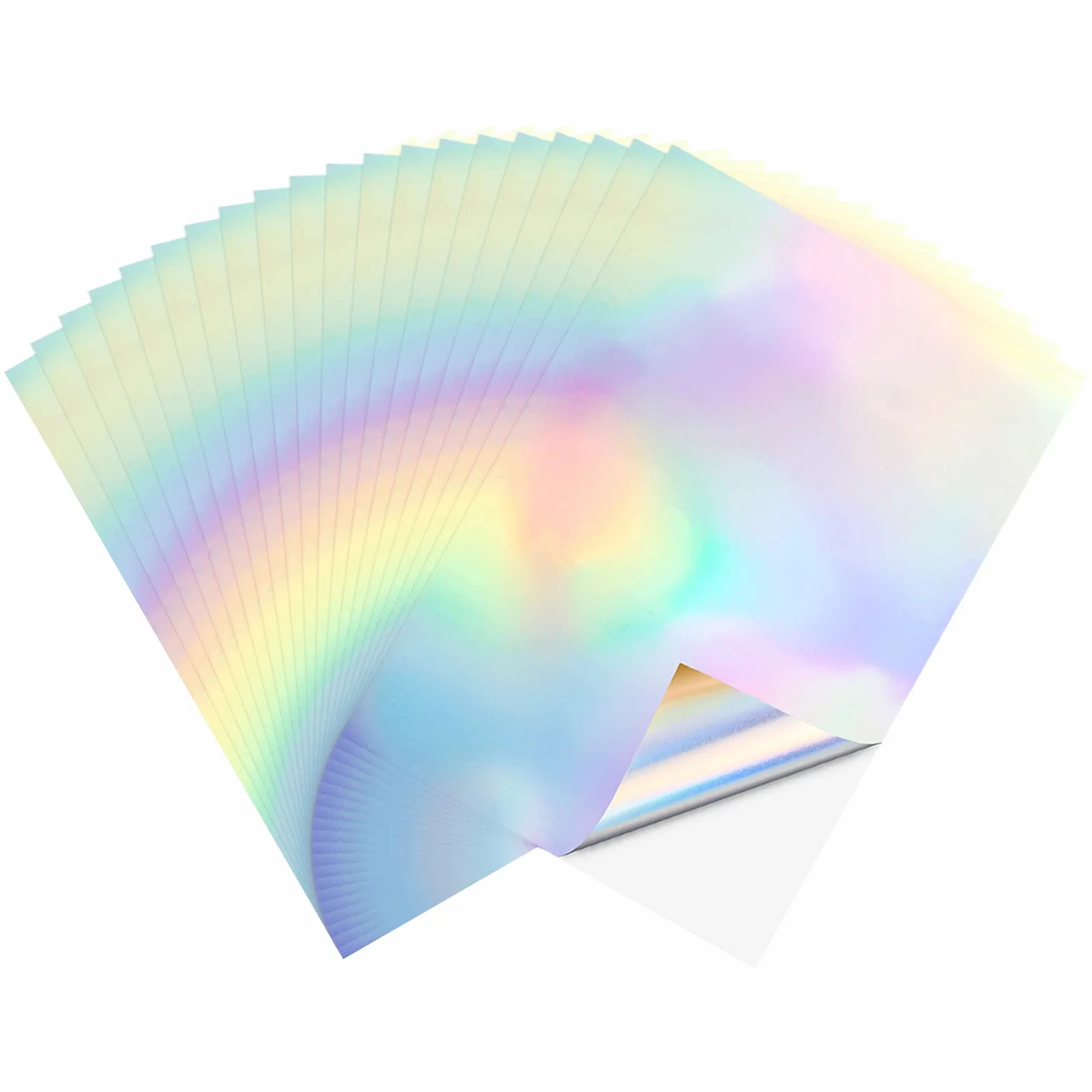 Papier Autocollant Holographique A4 20 Feuilles, Vinyle Imperméable Séchage Rapide pour Imprimante Jet d'Encre et Laser