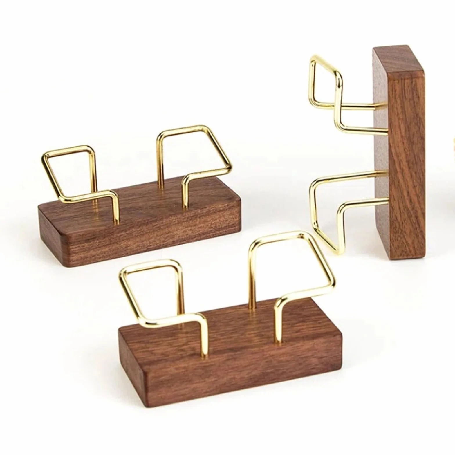 Porte-cartes de visite en bois grande capacité pour bureau réception magasin (Black walnut)