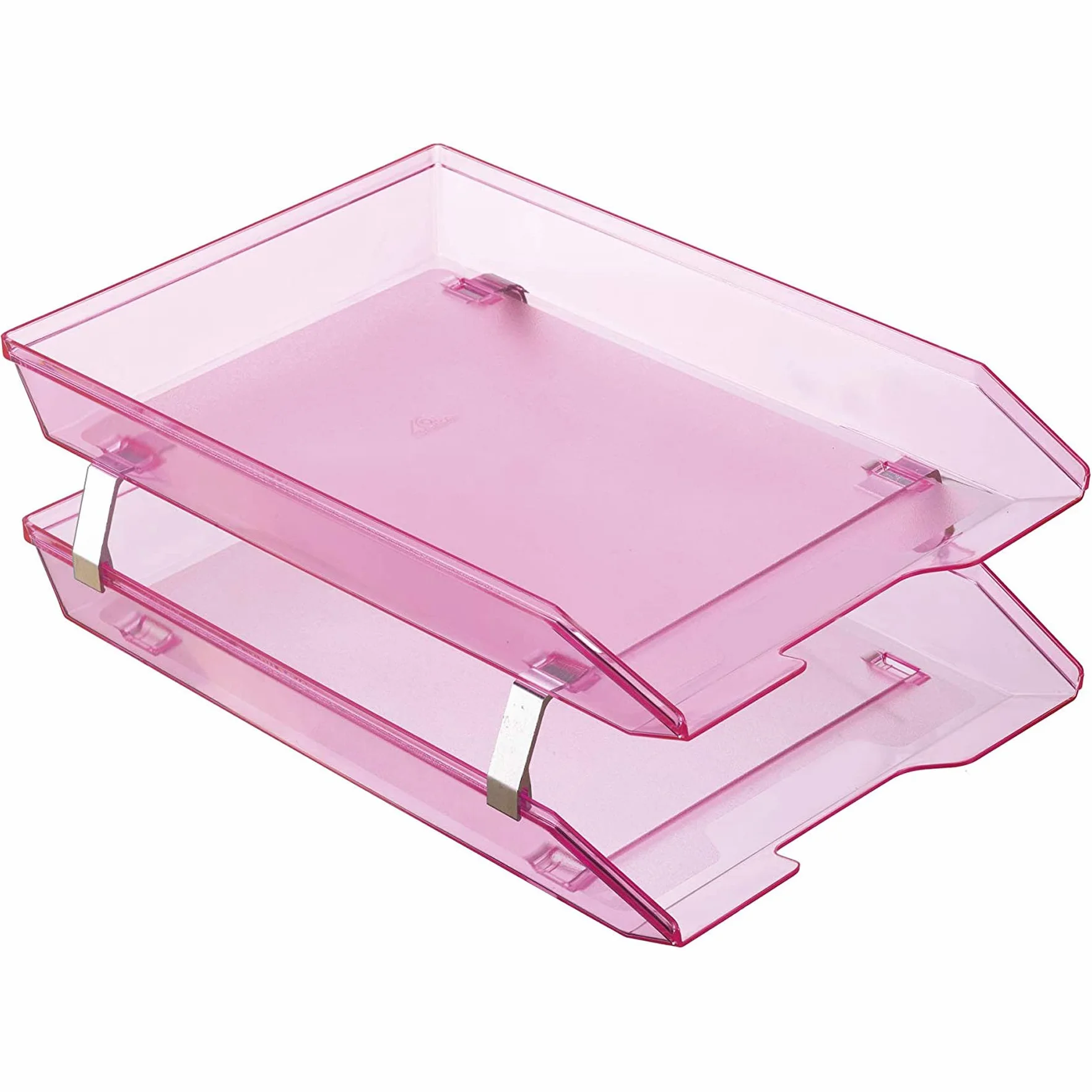Acrimet Facility Bac à Courrier 2 Niveaux Charge Frontal A4 Organiseur Bureau Plastique Rose Clair