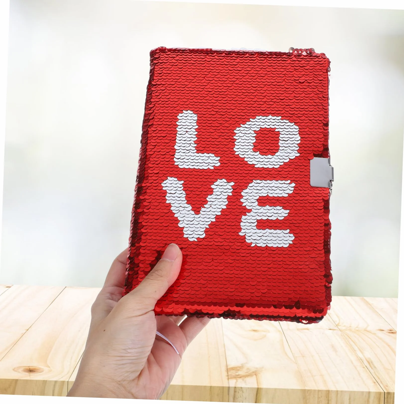 NUOBESTY Carnet de Notes A5 avec Serrure Intégrée, Sequins Rouges