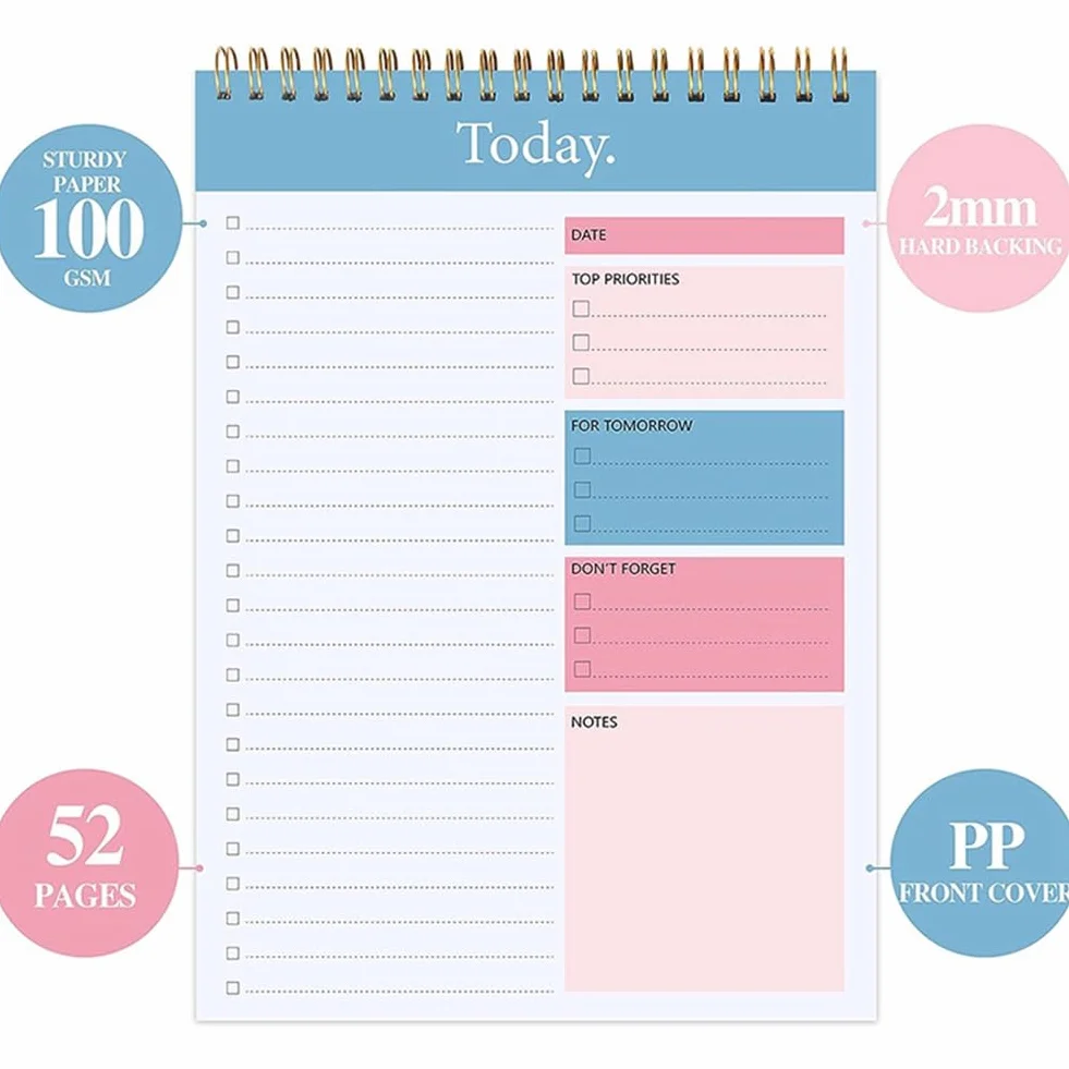 Planificateur de Tâches Bloc-Notes 2 Pièces, Carnet de Notes Papier, Organiseur de Productivité
