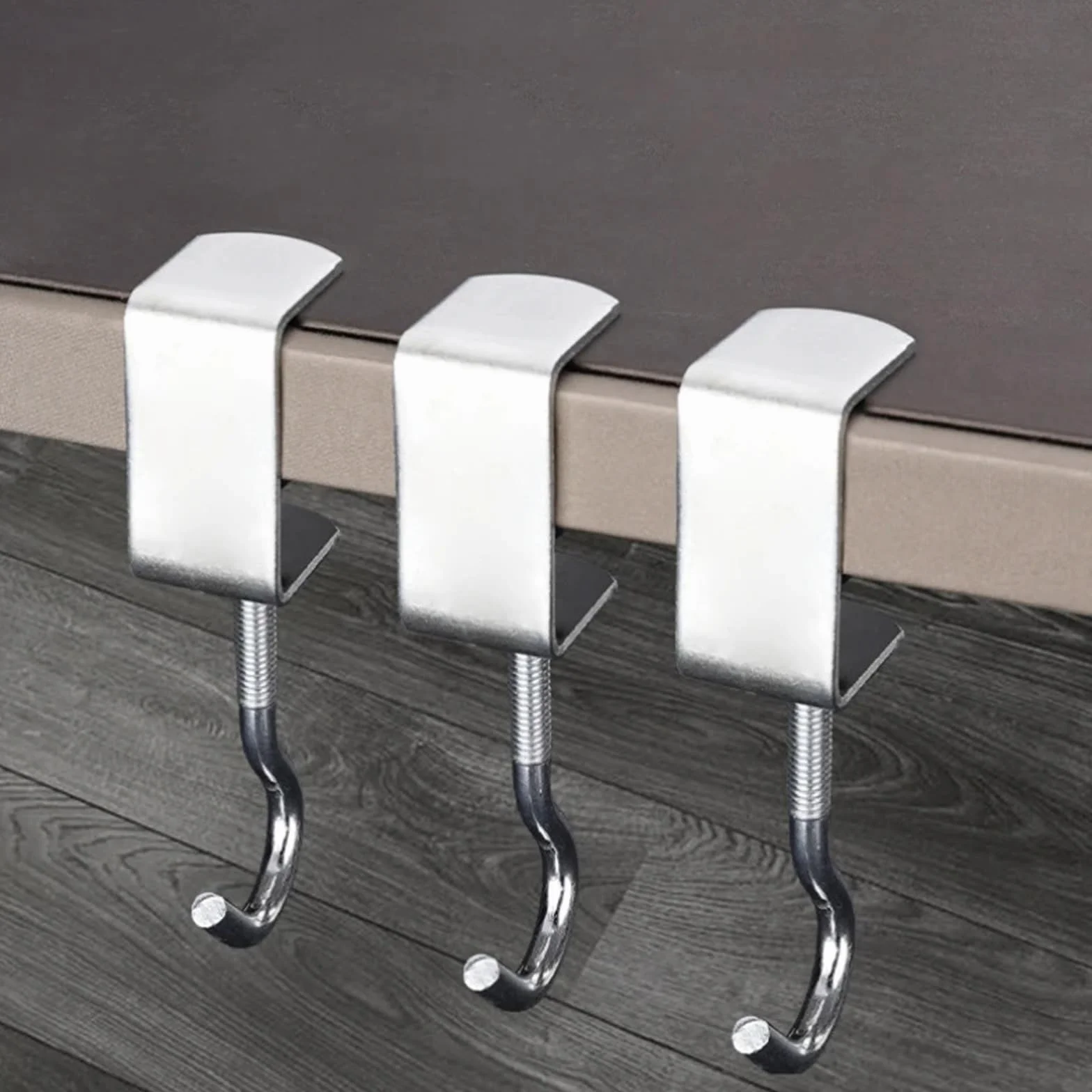 Lot de 4 crochets de table en acier rotatifs à 360° pour bureau