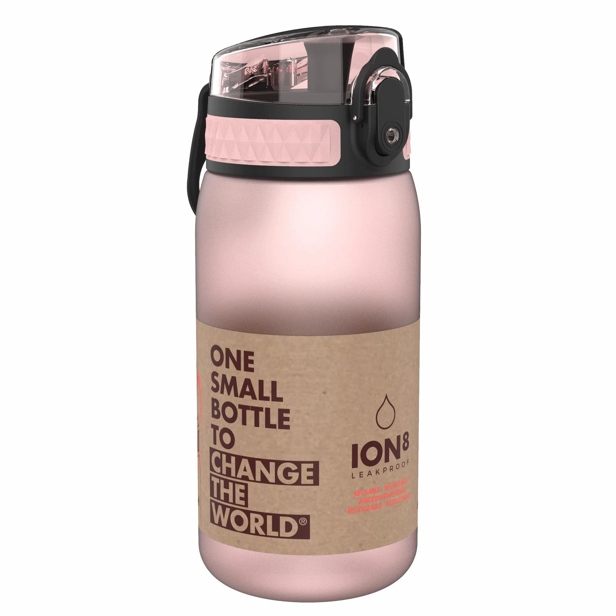 Ion8 Gourde Enfant 350ml Anti-Fuite Verrouillage Sécurisé Sans BPA Rose