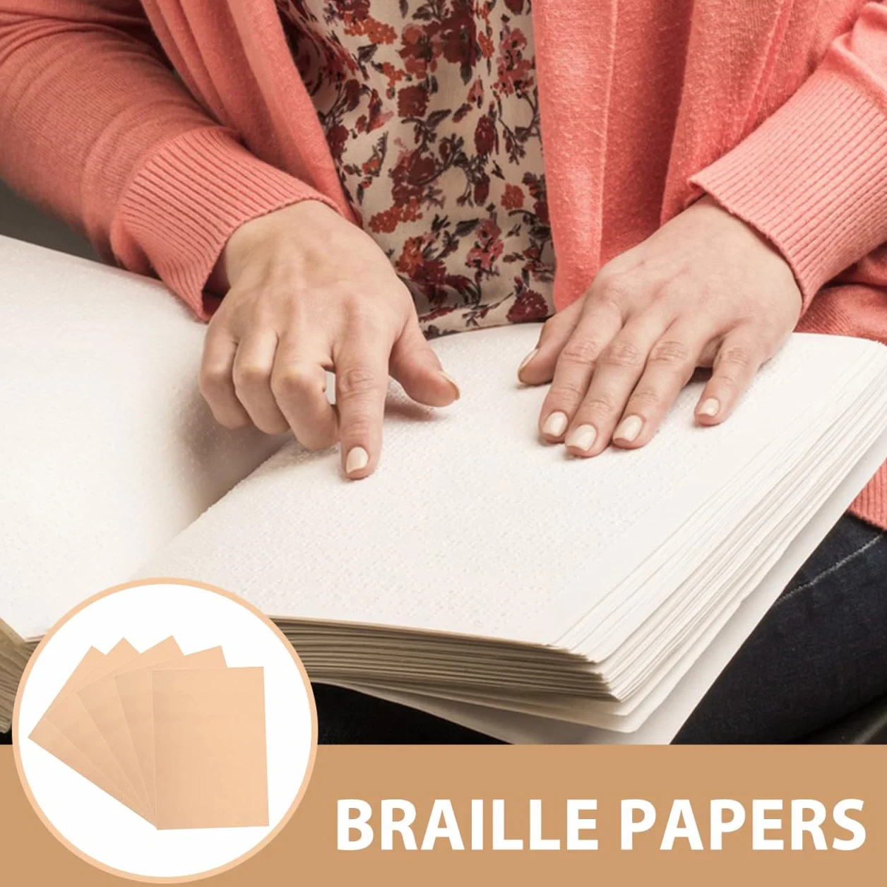 Papier braille brun clair lot de 20 feuilles pour tableaux d'écriture 4 et 9 lignes