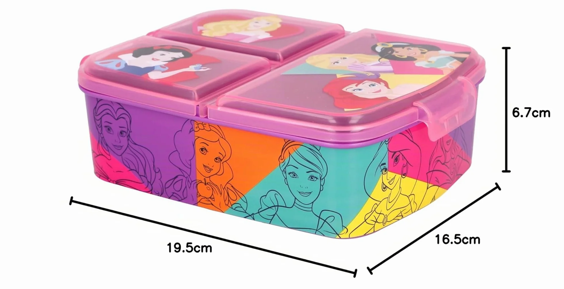 Boîte à Sandwich Princesses Disney Enfant 3 Compartiments 2156ml - Lunch Box Scolaire Sans BPA