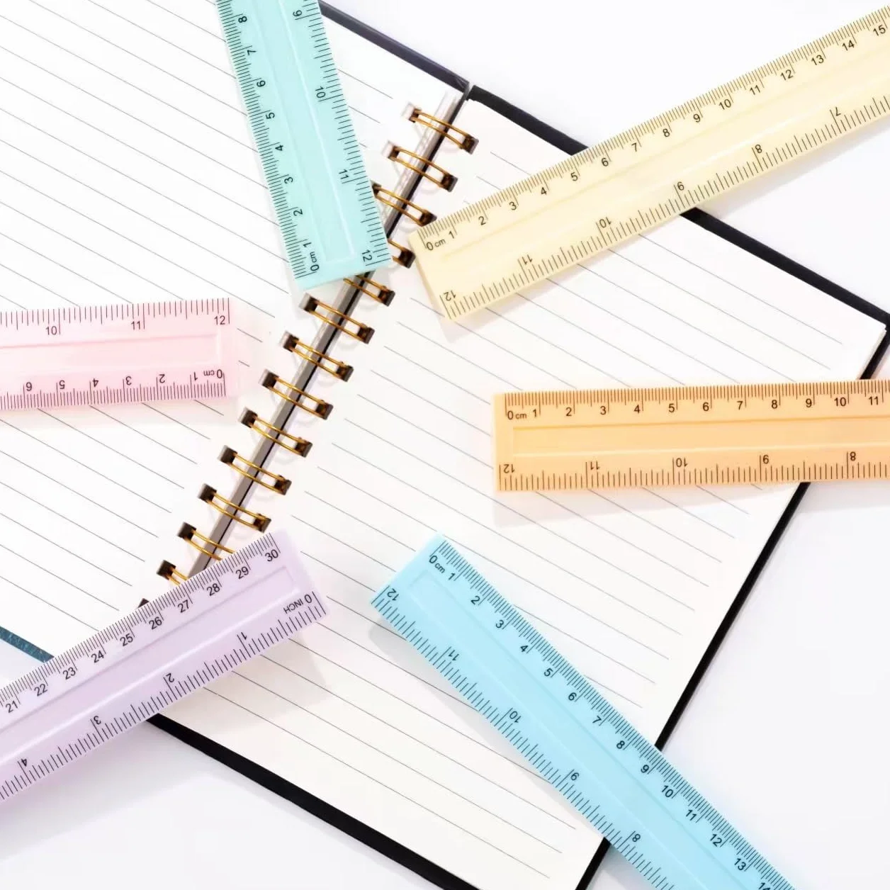 Lot de 6 règles en plastique 30 cm flexible - Règle de précision pour école bureau maison