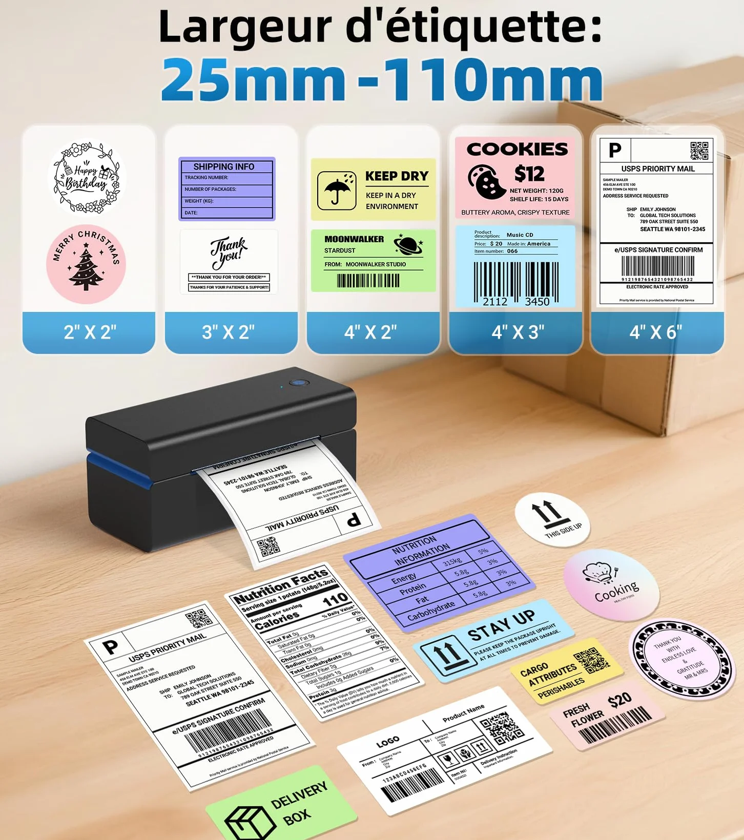 ORGSTA T001 Imprimante étiquettes autocollante 10x15 cm Bluetooth Wireless Thermique