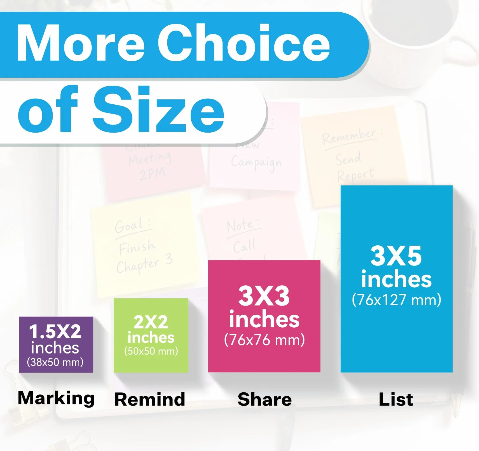 Agoer 1200 Feuillets Notes Super Sticky Notes, 50 x 38mm, 12 Couleurs, 12 Blocs, Mini Notes Adhésives Réutilisables pour Bureau