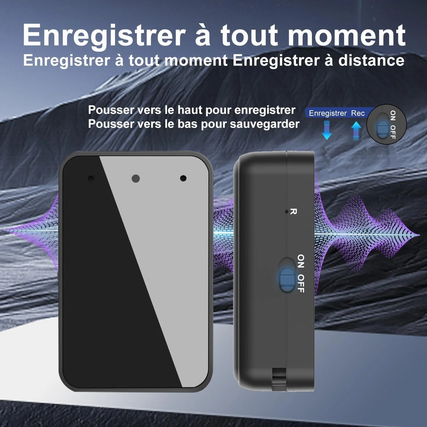 Enregistreur Vocal Magnétique 16 Go Réduction du Bruit USB-C Rechargeable Audio Portable
