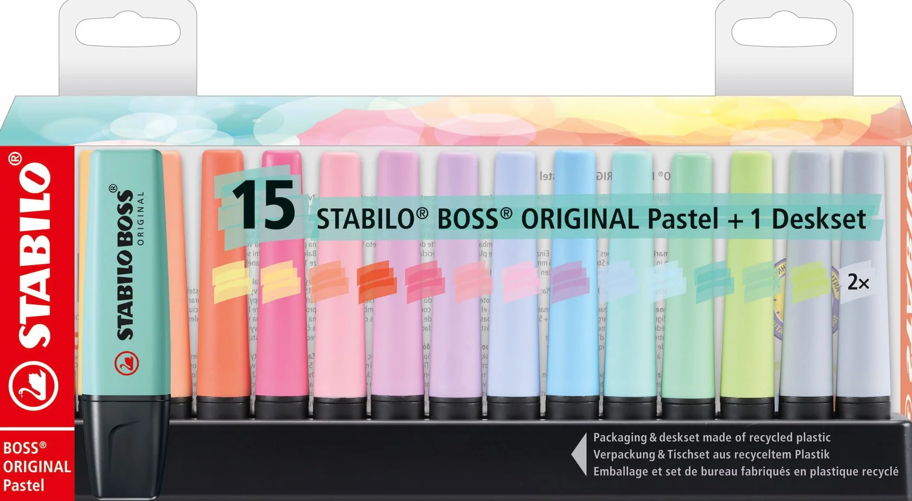 STABILO BOSS ORIGINAL Pastel Surligneur Set de bureau 15 pièces