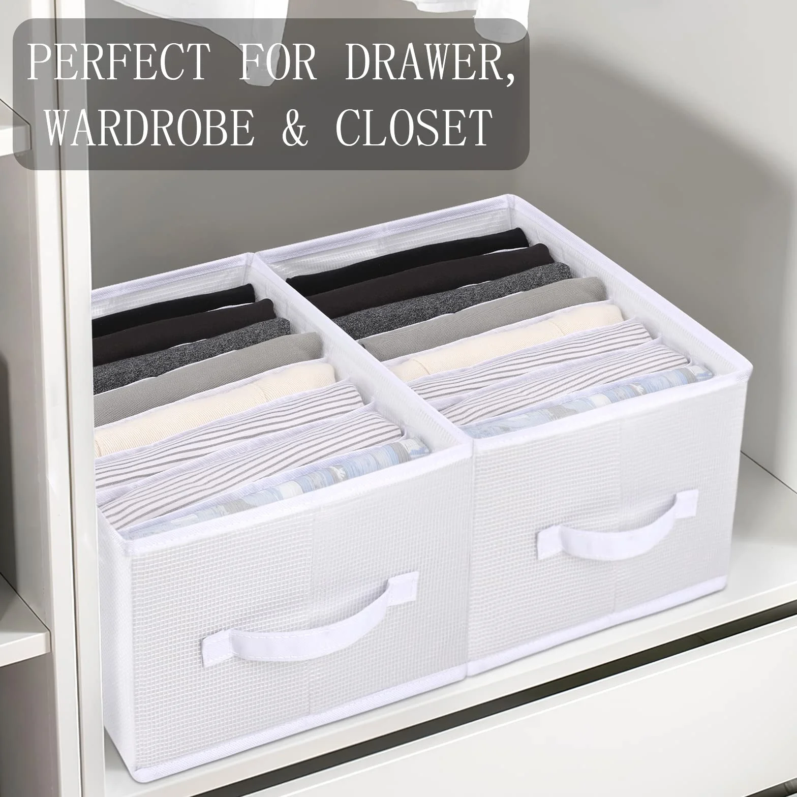 Boîte de Rangement Vêtements 9 Grilles Armoire Organisateur Pliable 2PCS Blanche Neige