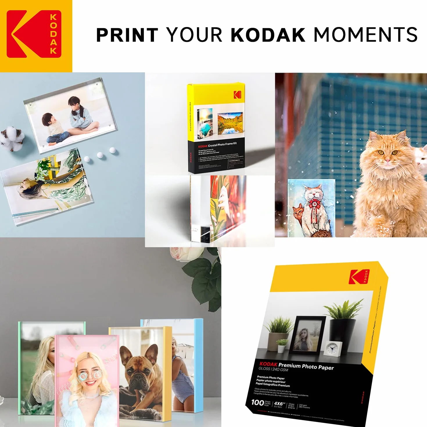 KODAK Picture Paper Papier Photo Brillant A6 10x15cm 230g/m² 100 Feuilles Jet d'Encre