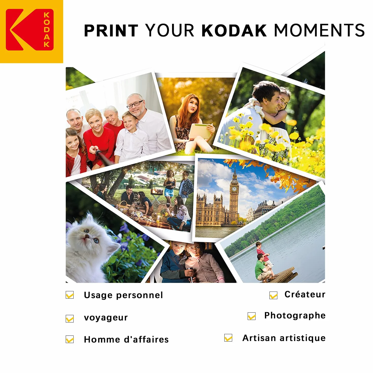 KODAK Picture Paper Papier Photo Brillant A6 10x15cm 230g/m² 100 Feuilles Jet d'Encre