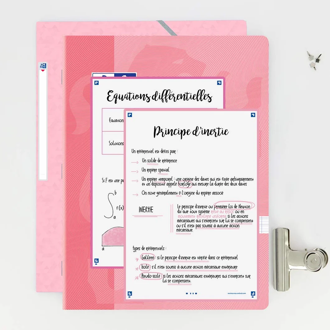 OXFORD Fiches bristol A5 Blanc Recto/Verso Lot de 50 - cadre Rose