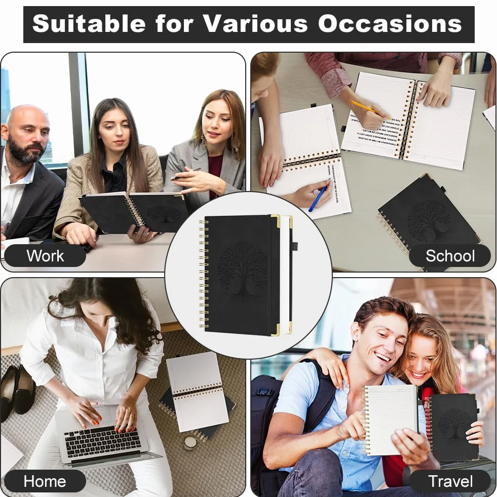 Carnet A5 Ligné à Spirale Papier 100g/m² Life Planner Agenda Scolaire Organiseur Compact