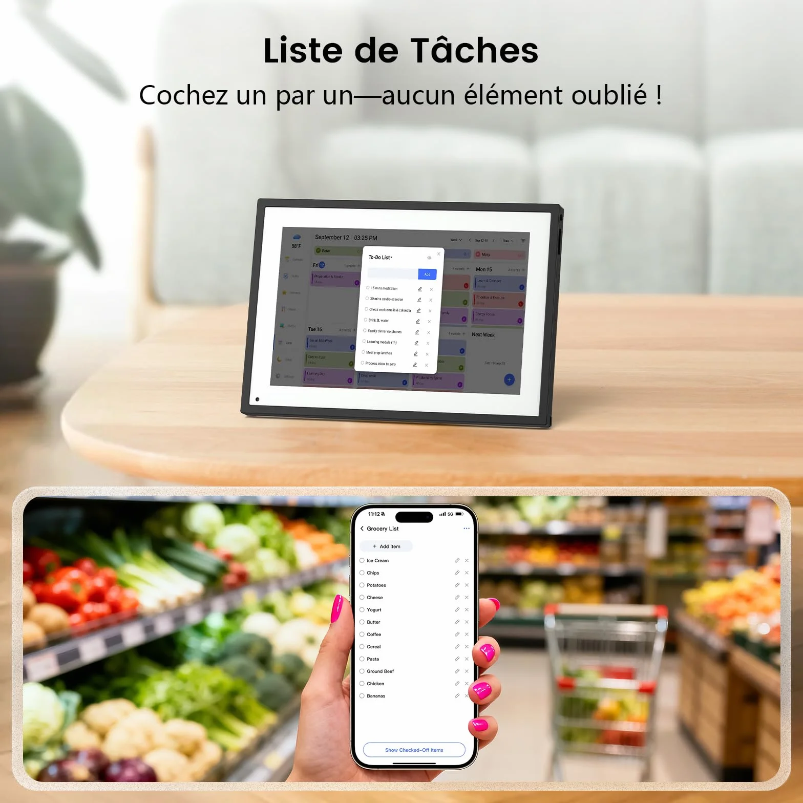 NEWYES 2026 Calendrier Numérique de Bureau 10,1" - Tableau Organisation Famille/Individuel & Cadre Numérique Wi-Fi Sync Écran Tactile Intelligent pour Semaine Enfant/Repas/Agenda/Apprentissage