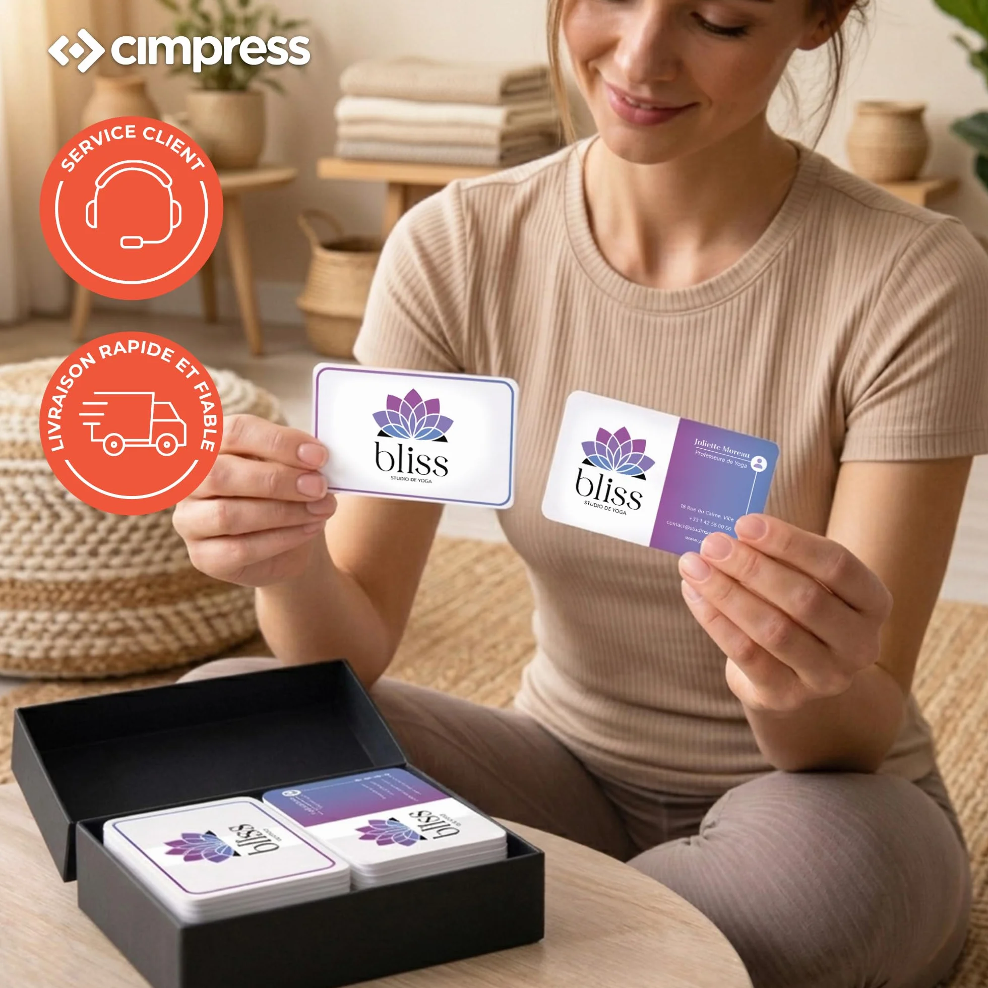 Cartes de Visite Personnalisées 250 Pièces 300 g/m² Mat 85 x 55 mm Recto Verso