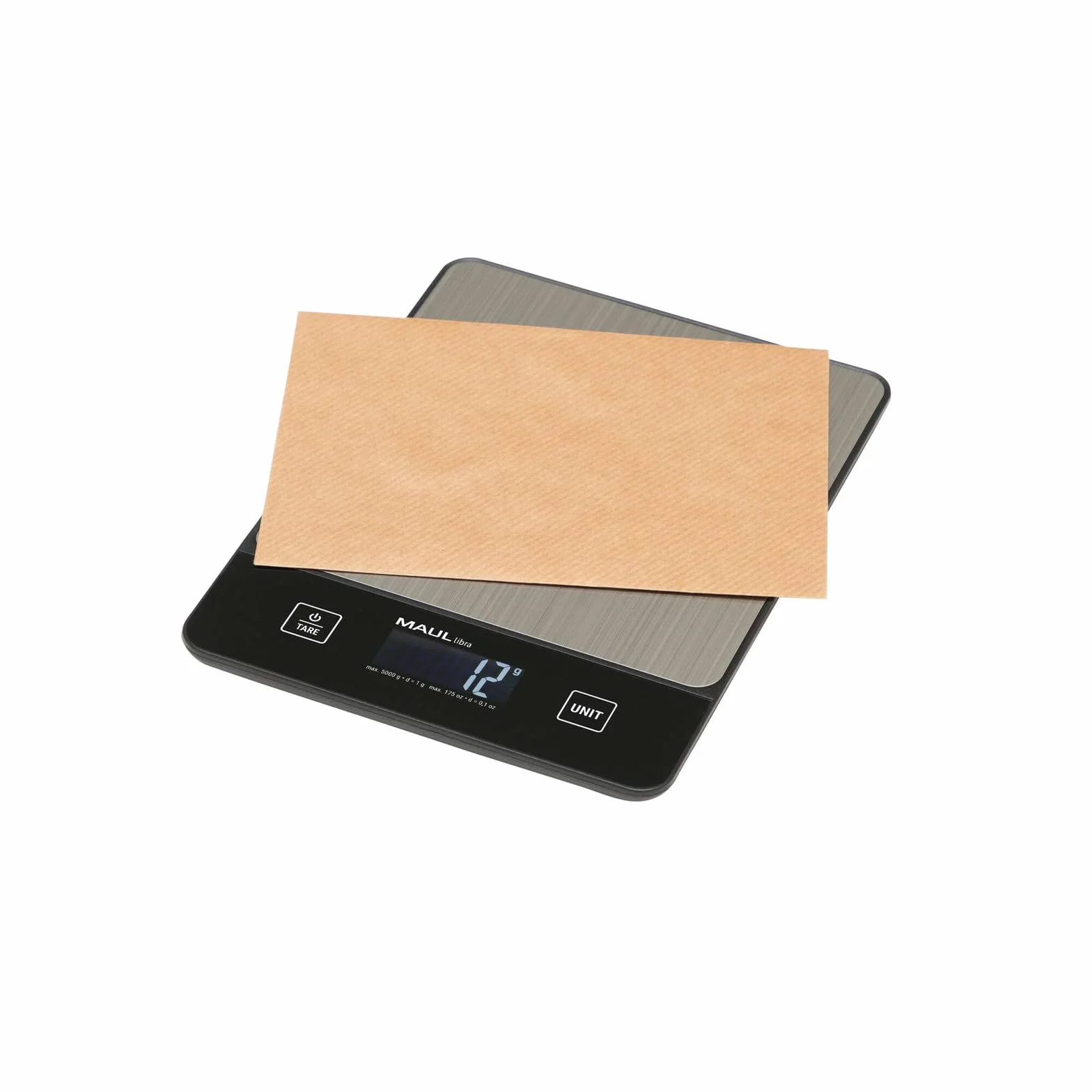 MAUL Balance lettres électronique écran LCD inox 5 kg 19,7 x 14,7 x 1,6 cm