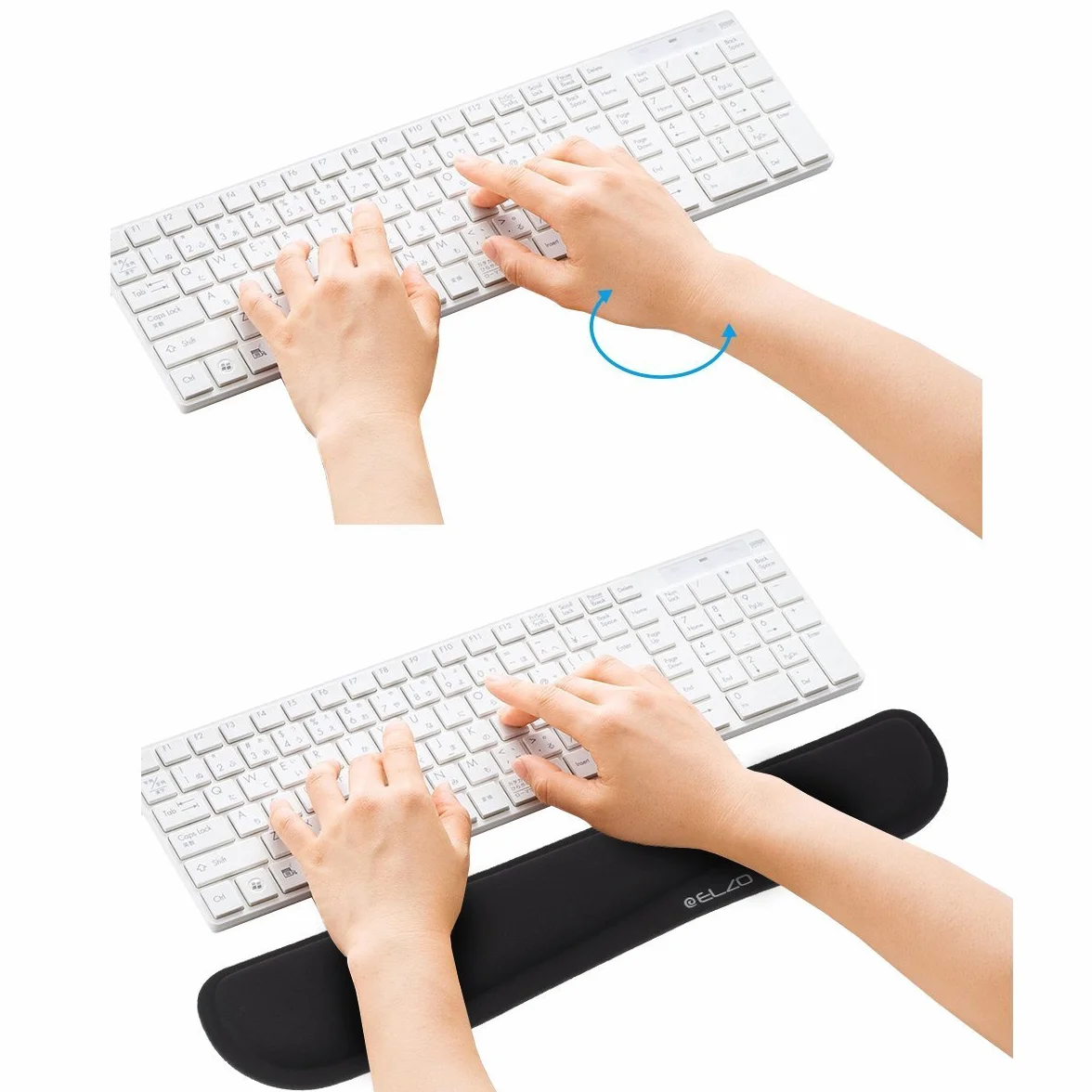 ELZO Clavier Repose-poignet Support, Pad avec Coussin Anti-dérapant, Mousse à mémoire, Ergonomique pour Ordinateur PC Portable Macbook