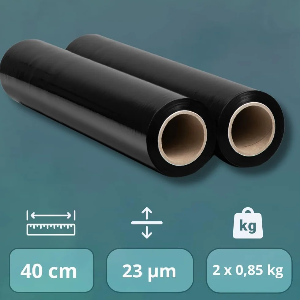 RAGO Film étirable noir 130 m 7,5 × 7,5 × 40 cm pour déménagement et protection colis