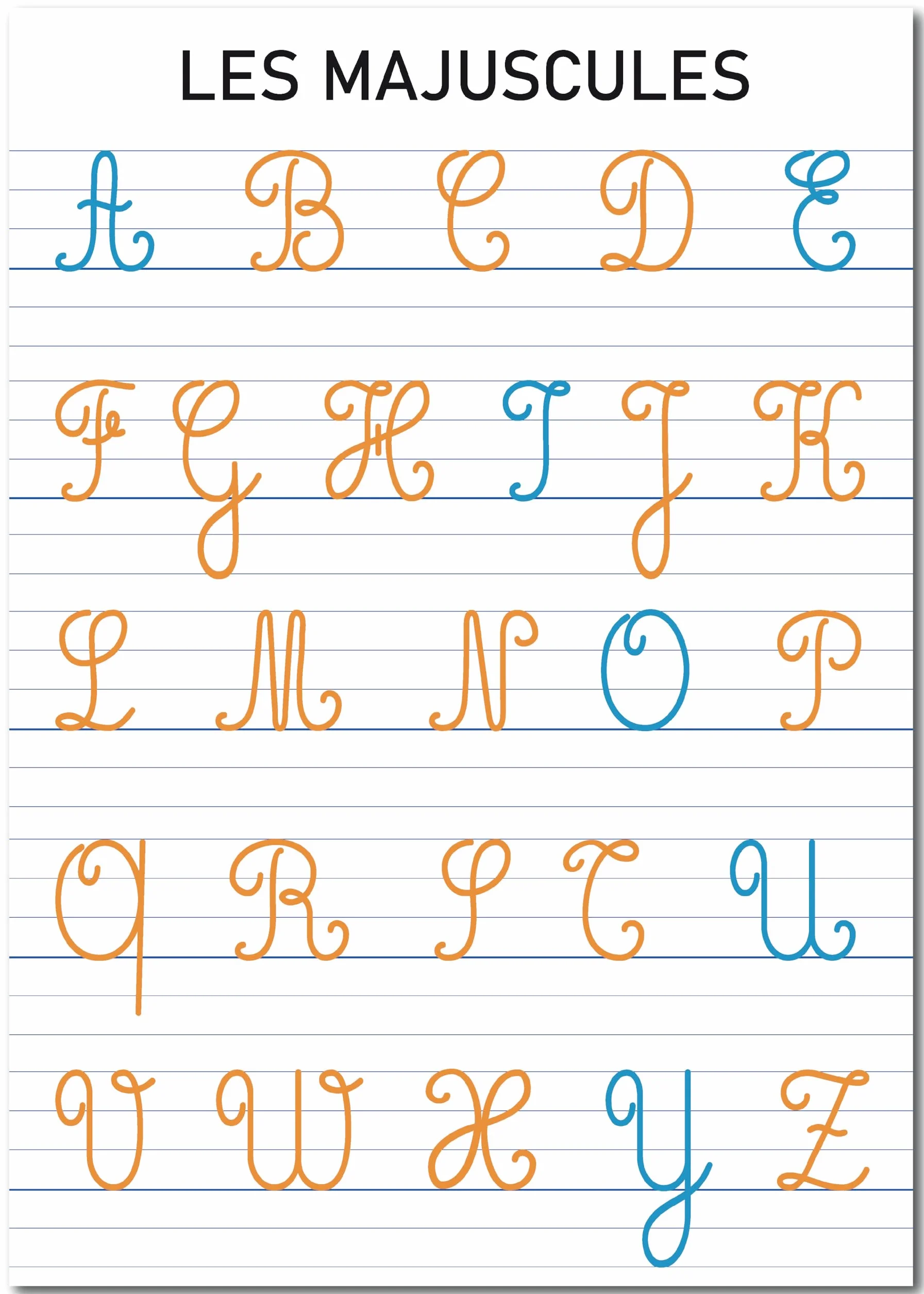 Affiches Pédagogiques A3 Alphabet Cursive Script Capitales 42x30 cm Pack de 3 Support Éducatif