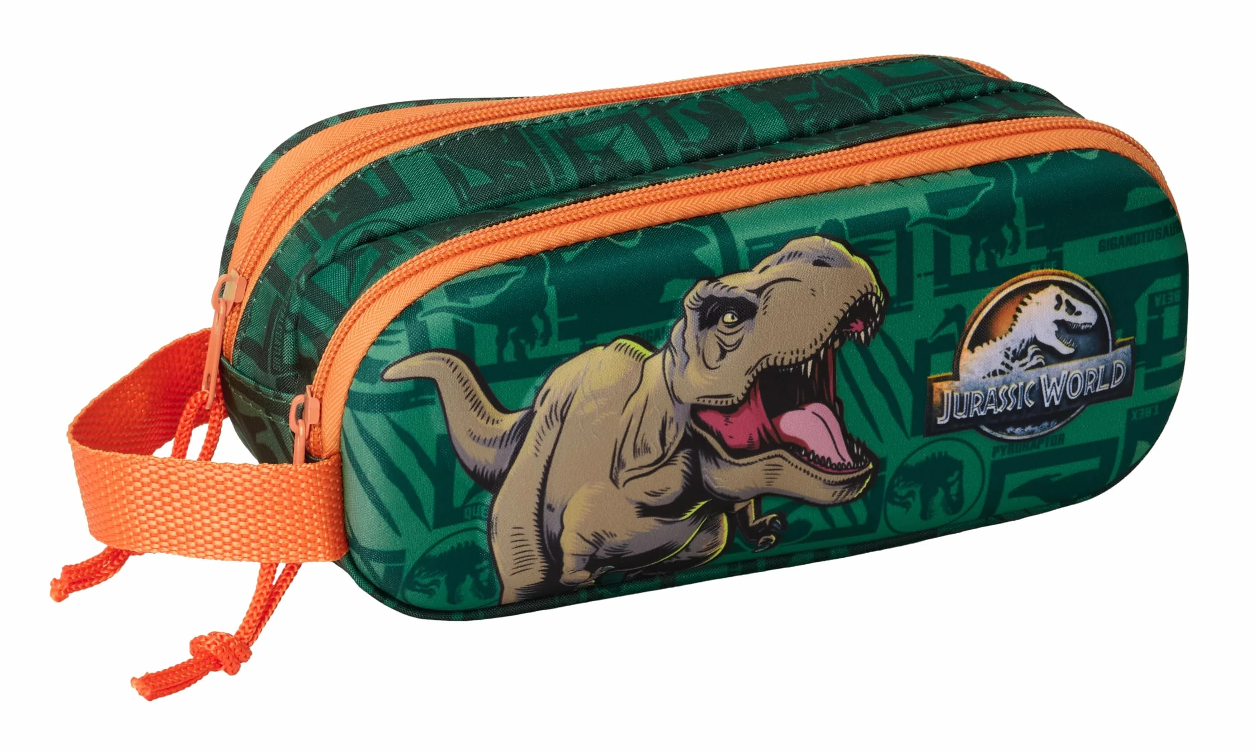 SAFTA Jurassic World 3D Trousse Double 3D Enfant 21 x 6 x 8 cm Vert foncé