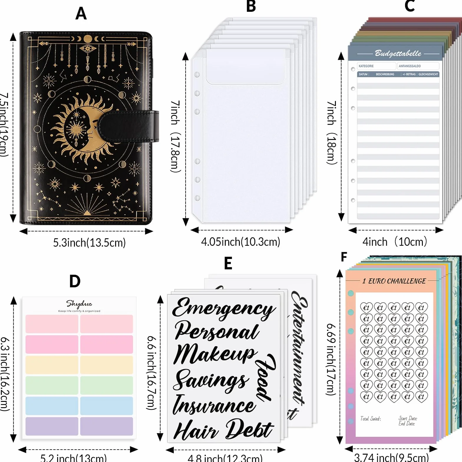 SKYDUE Enveloppe Budget A6 Classeur Budget Planner 12 Challenges Budgétaires Carnet Pochette Gérer Budget