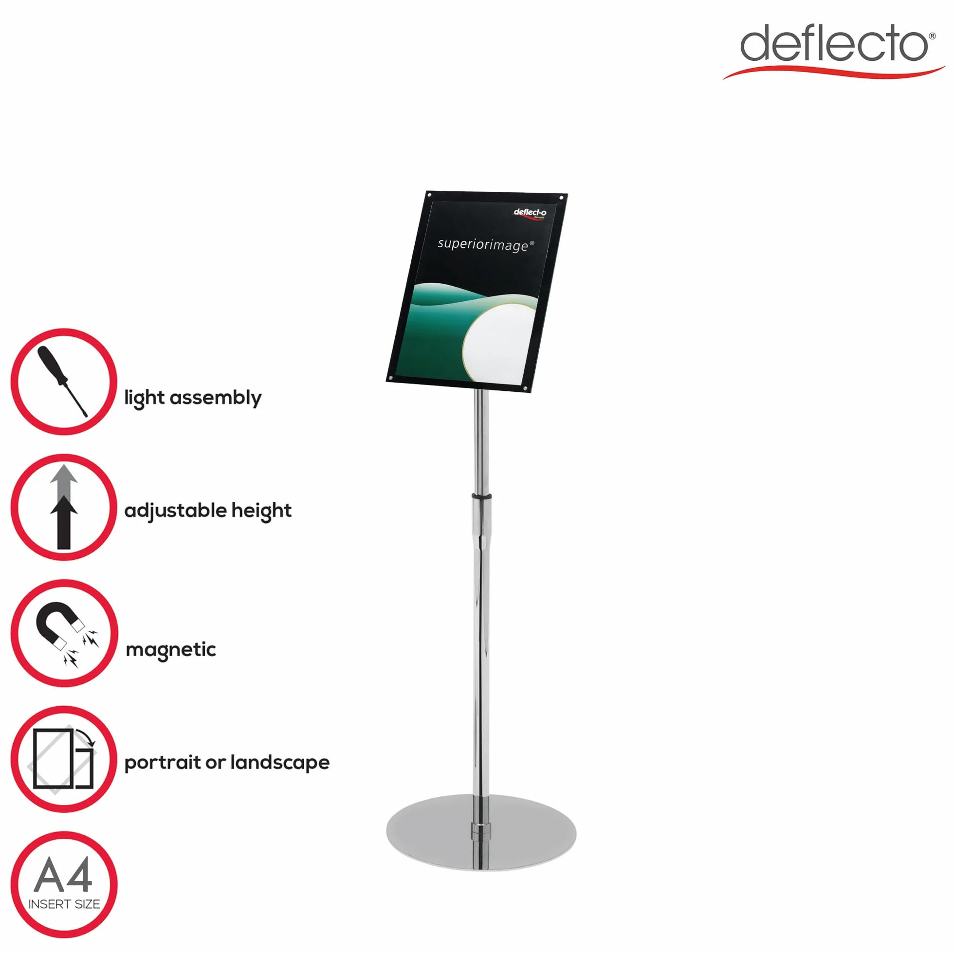Deflecto Porte-Affiches Sur Pied A4 Bords Biseautés Panneaux D'affichage Réglables Support Télescopique