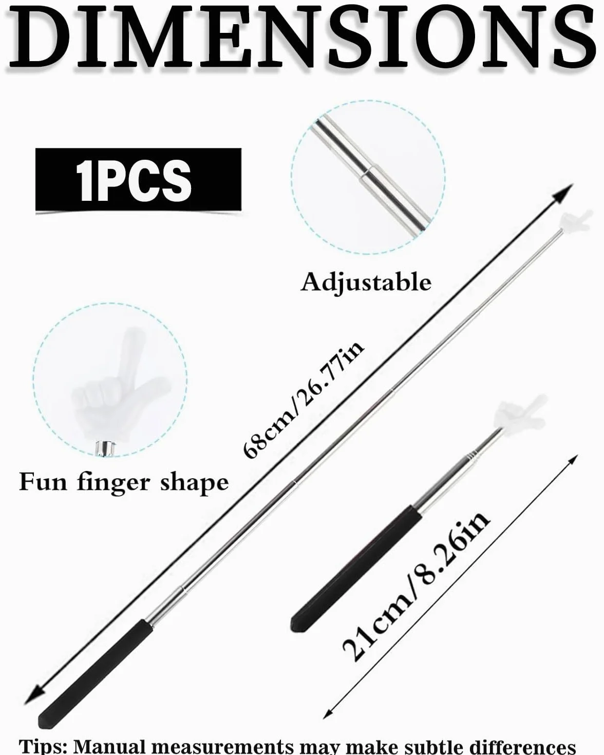 Pointeurs télescopiques pour enseignant, mini stylo d'enseignement, pointeur de doigt rétractable pour présentations et tableaux blancs
