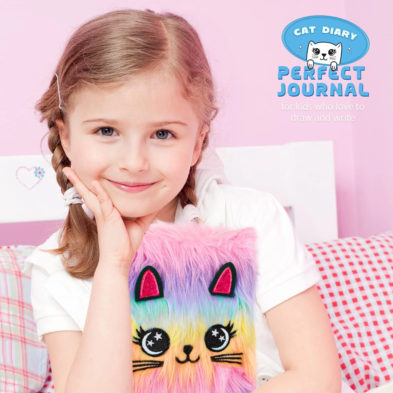 Journal Intime Fille A5 160 Pages Carnet Secret avec Clé et Cadenas, Sac à Main, Stylo Multicolore, Cadeau Enfants 6-9 Ans