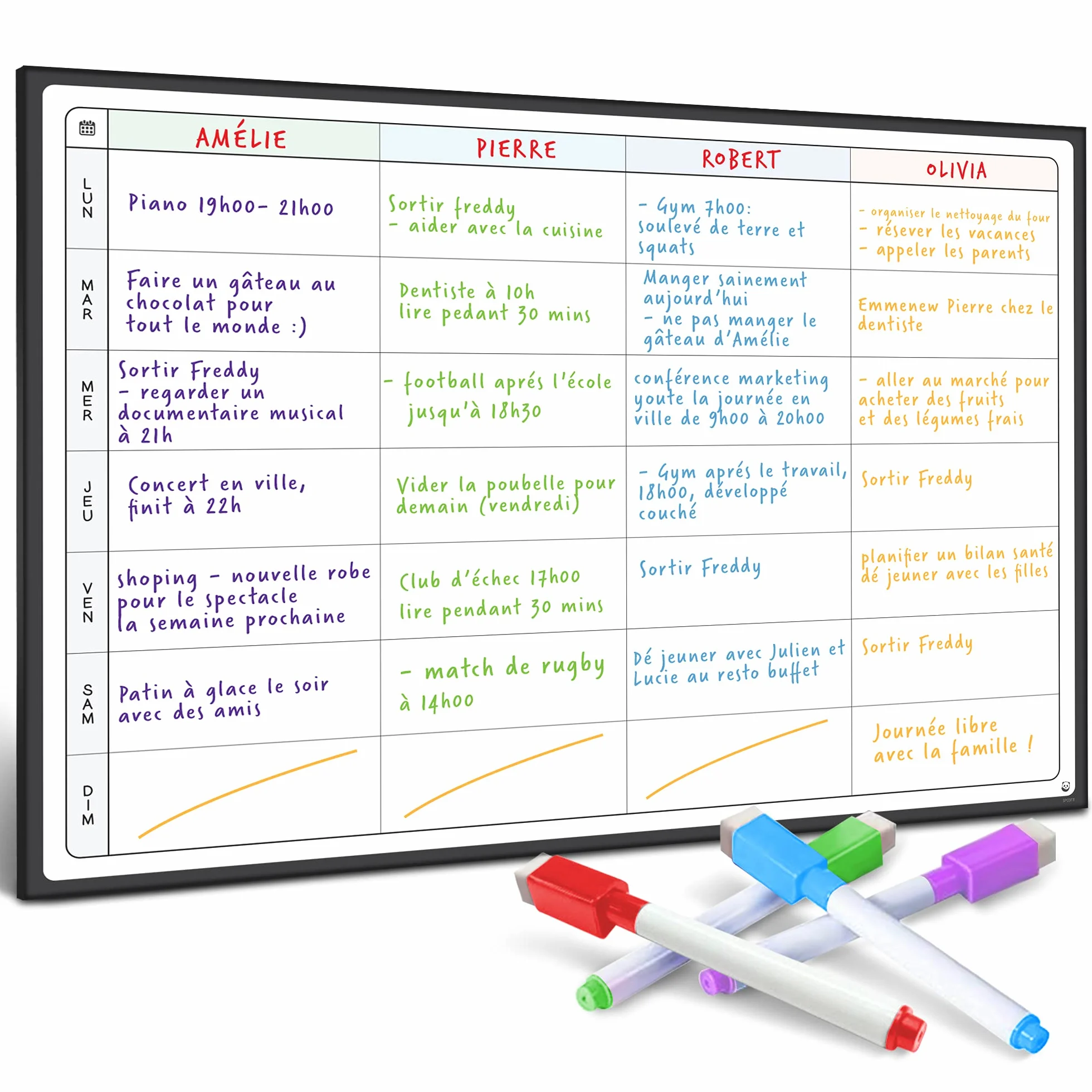 Smart Panda A3 Tableau Planificateur Magnétique Grand Calendrier Hebdomadaire Frigo Français
