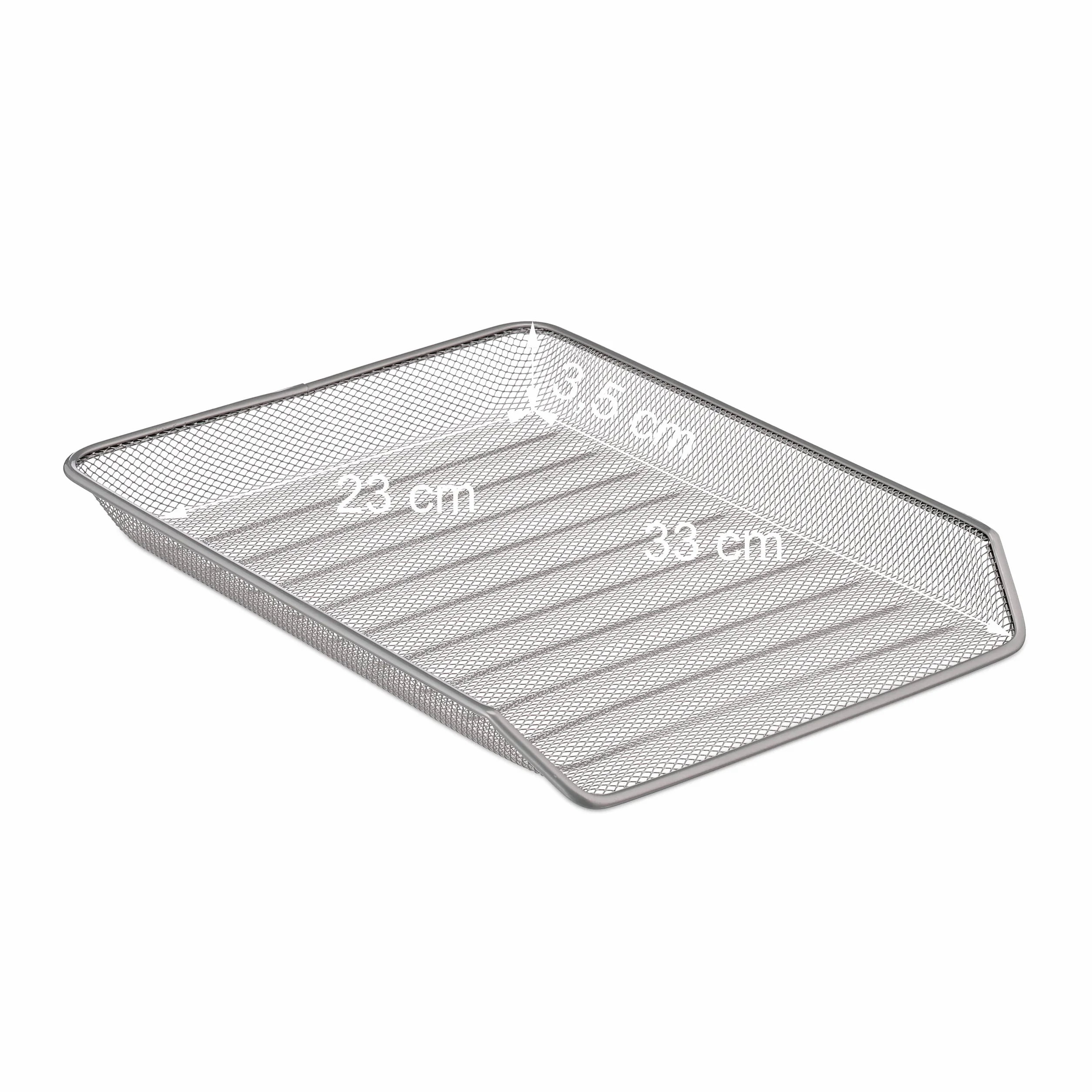 Relaxdays Porte-courriers Range-Documents A4 4 Compartiments 32,5 x 30 x 35 cm Maille argenté