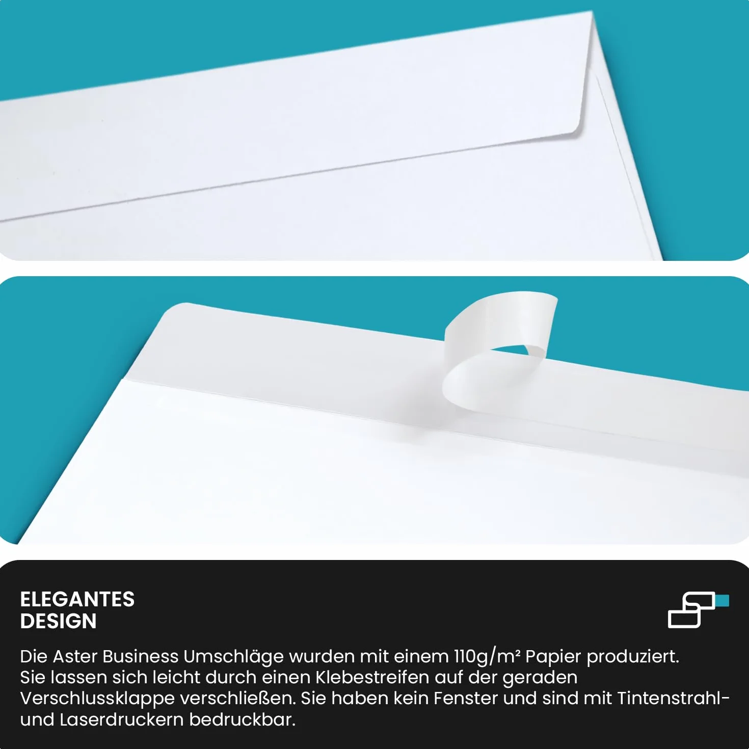 Netuno Lot 100 enveloppes carrées blanches 155x155 mm autocollantes sans fenêtre