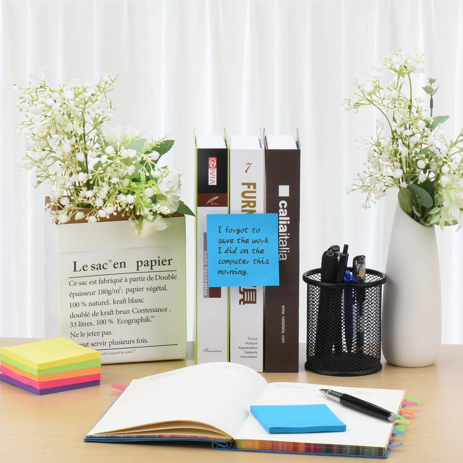 Notes Sticky 12 Blocs 6 Couleurs Vive 76x76 mm Lot 60 Feuillets/Pad 12 Pack 720 Feuillets