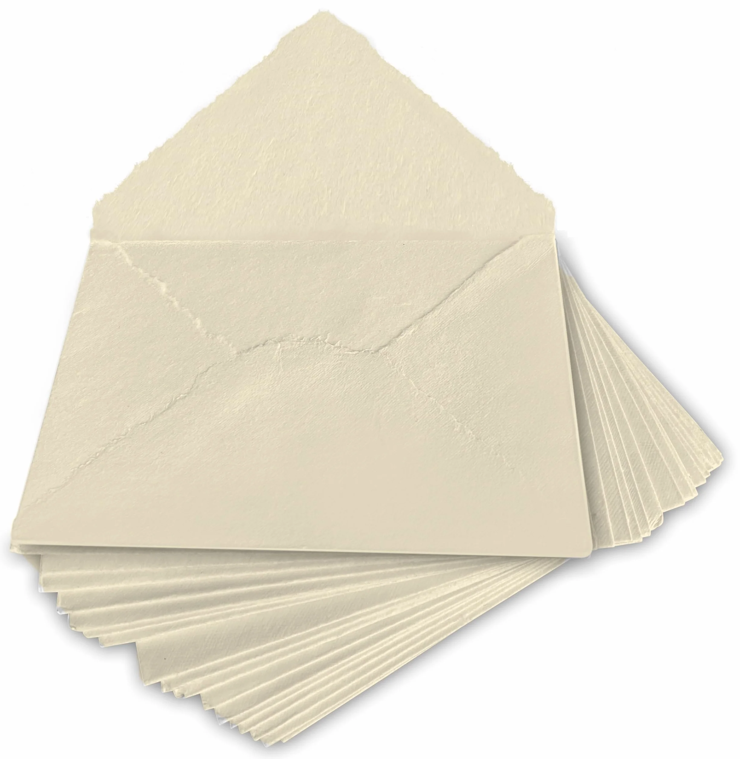 Enveloppes Crème/Ivoire Faites Main à Bords Frangés 15x23 cm Lot de 25 150 GSM