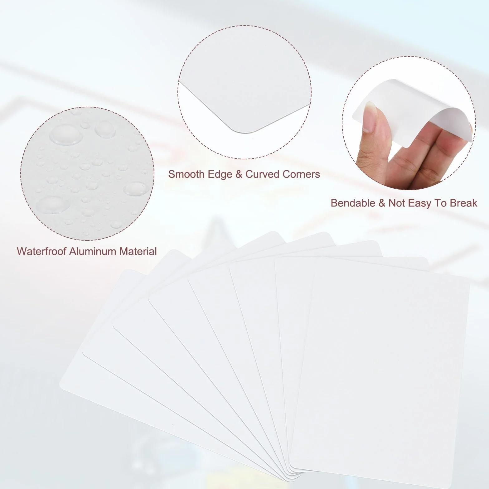 PATIKIL 100 Cartes De Visite Métal Sublimation 0,22 mm 86x54 mm Aluminium Imprimables Blanc Argentée