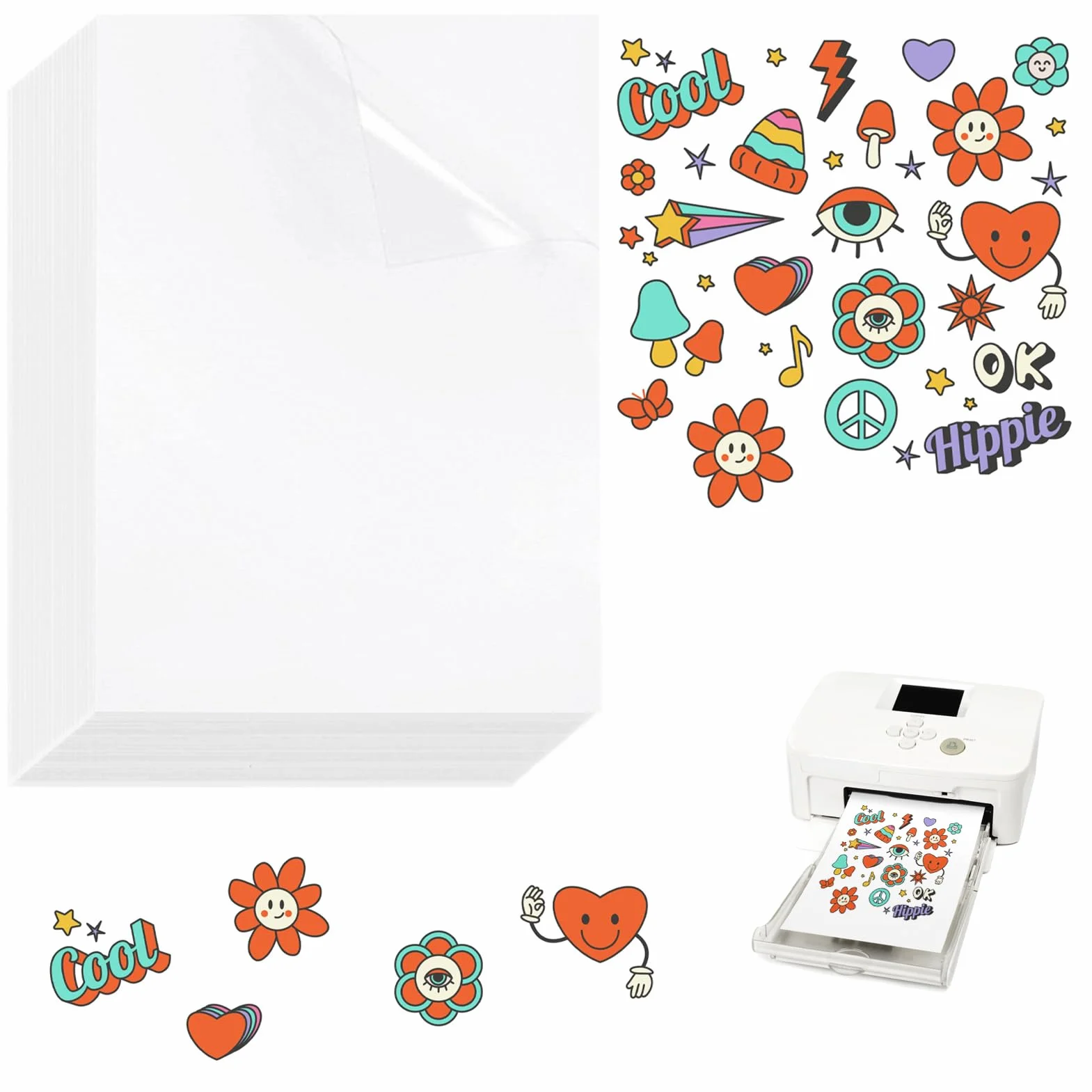 Papier Autocollant Transparent Imprimable A4 Vinyle 30 Feuilles 297x210 mm pour Imprimante Laser et Jet d'Encre