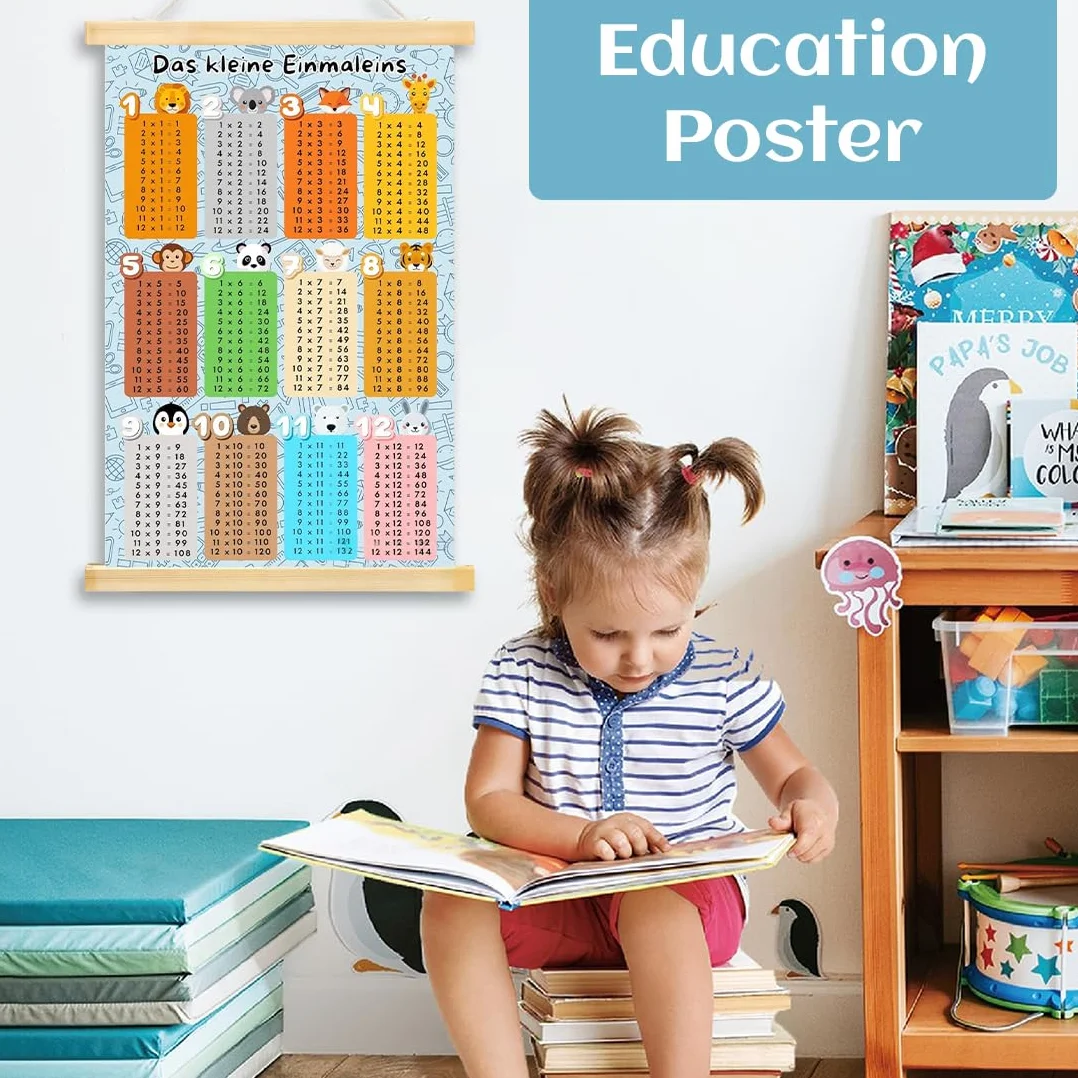 Poster Table de Multiplication pour Enfants, Jeu d'apprentissage Mathématique, Aide à Calcul pour l'École Primaire