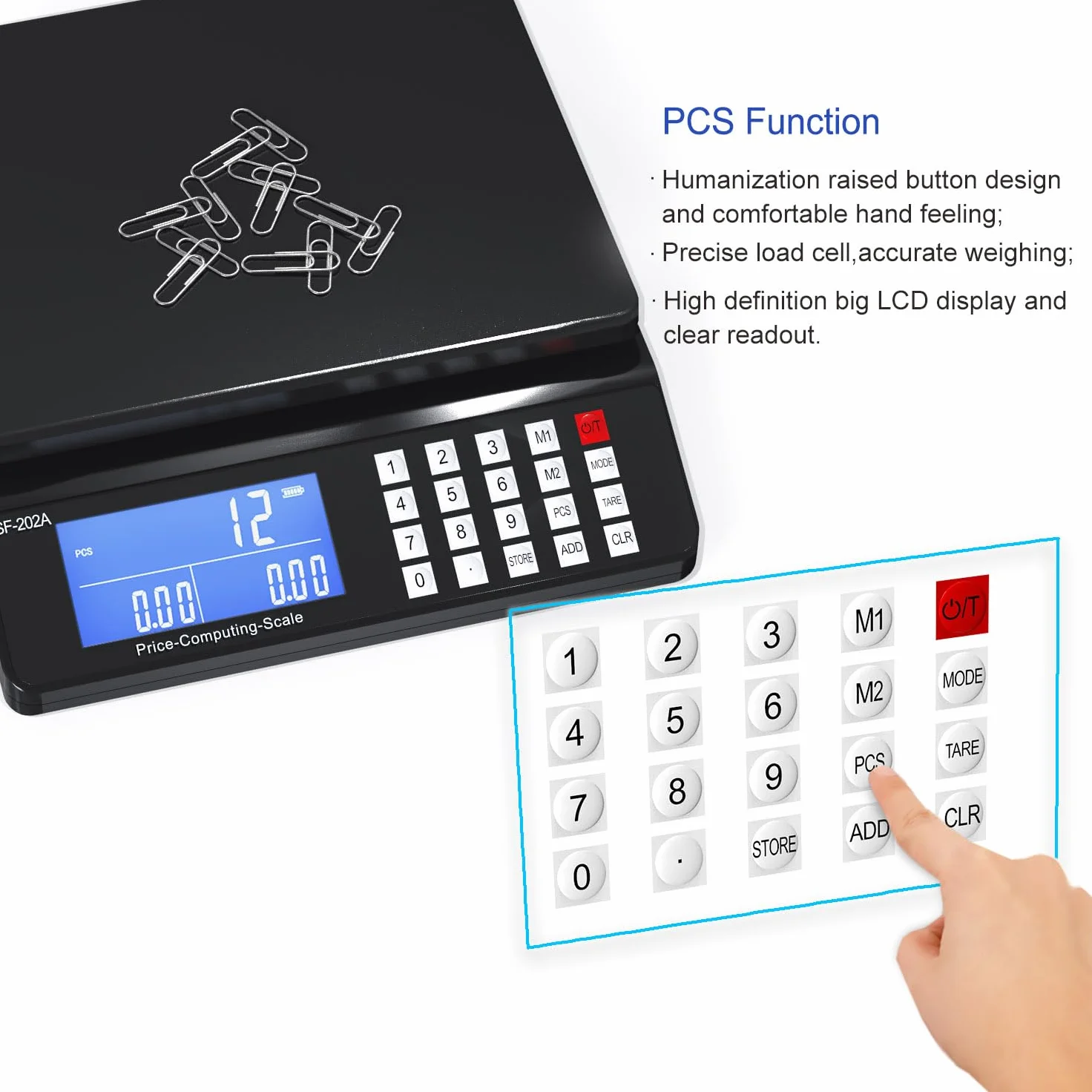 Digital Postal Scale 30kg/66lb Dual Screens PCS Counting Portable Commercial Scale